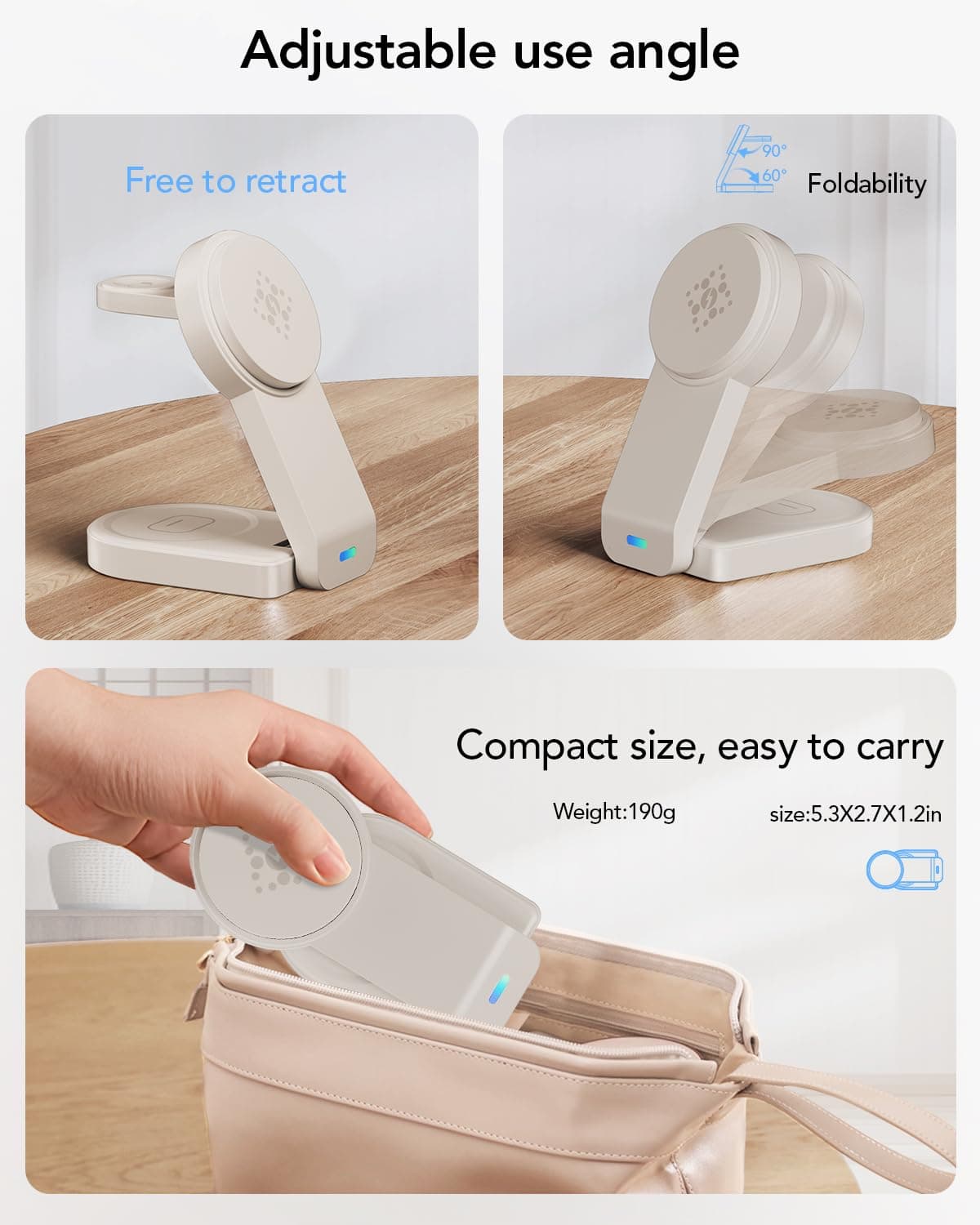 3 in 1 Wireless Charging Station Compatible with Apple,Foldable Magnetic Wireles - Thumbnail 5