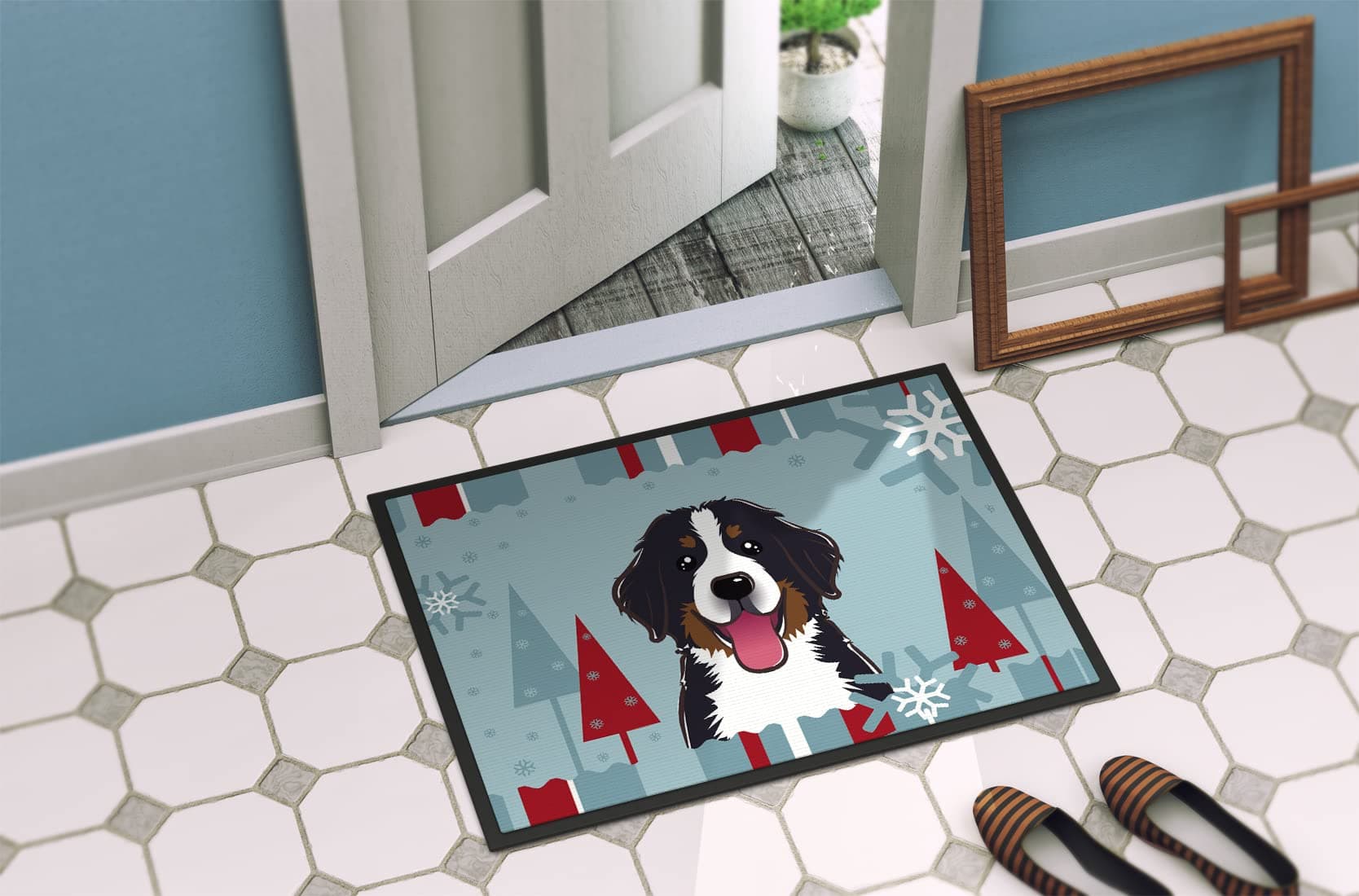 Caroline's Treasures BB1733MAT Winter Holiday Bernese Mountain Dog Doormat 18x27 - Thumbnail 4