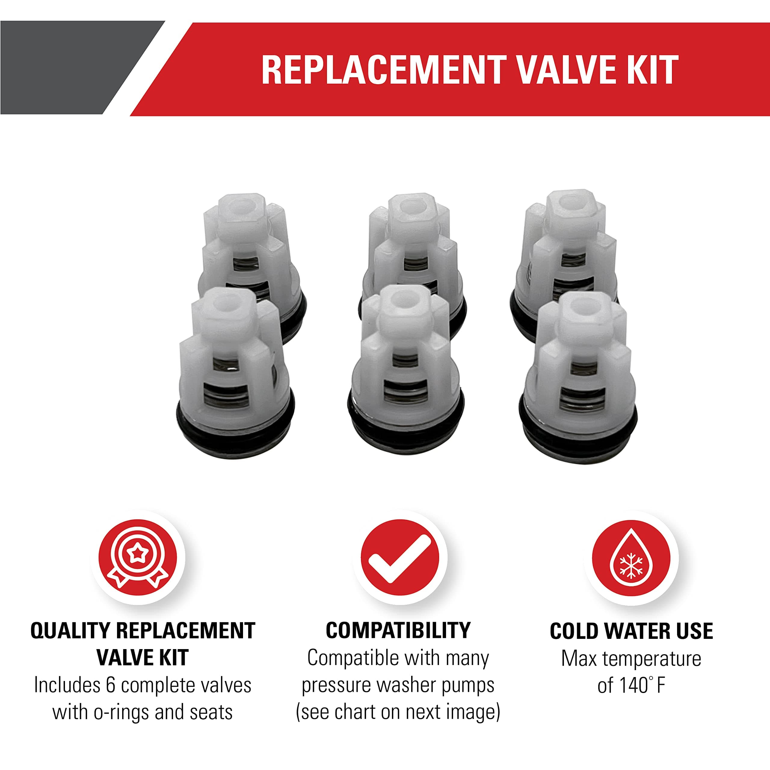 Simpson Cleaning 7104223 Replacement Valve Kit for Pressure Washer Pumps, White - Thumbnail 2