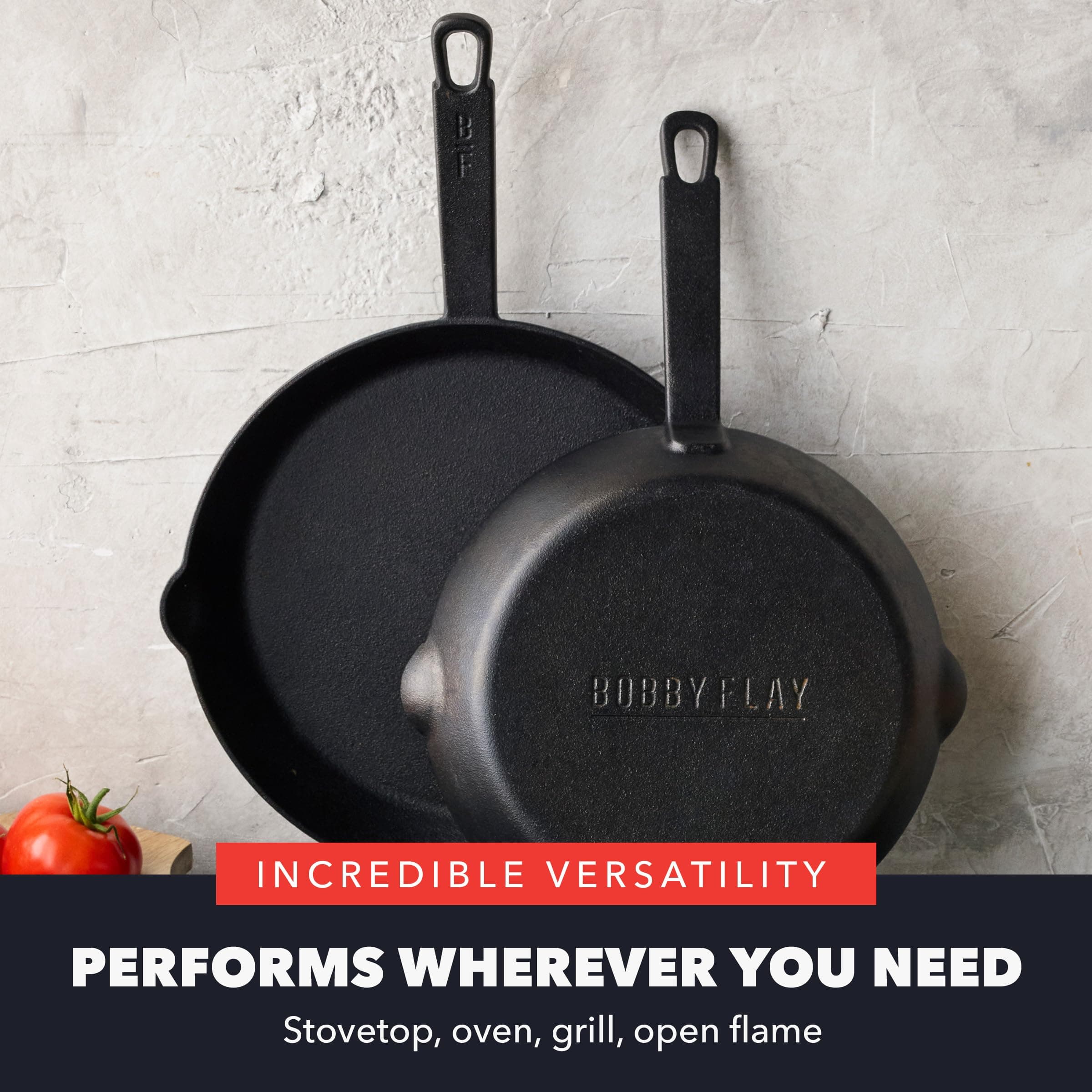 GreenPan x Bobby Flay Cast Iron Skillet Set, 8" & 10" Frying Pans, Oven, Grill - Thumbnail 8