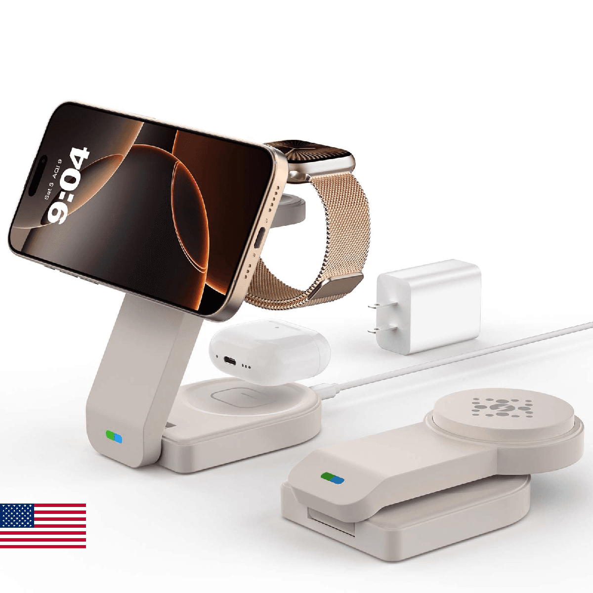 3 in 1 Wireless Charging Station Compatible with Apple,Foldable Magnetic Wireles - Image 1