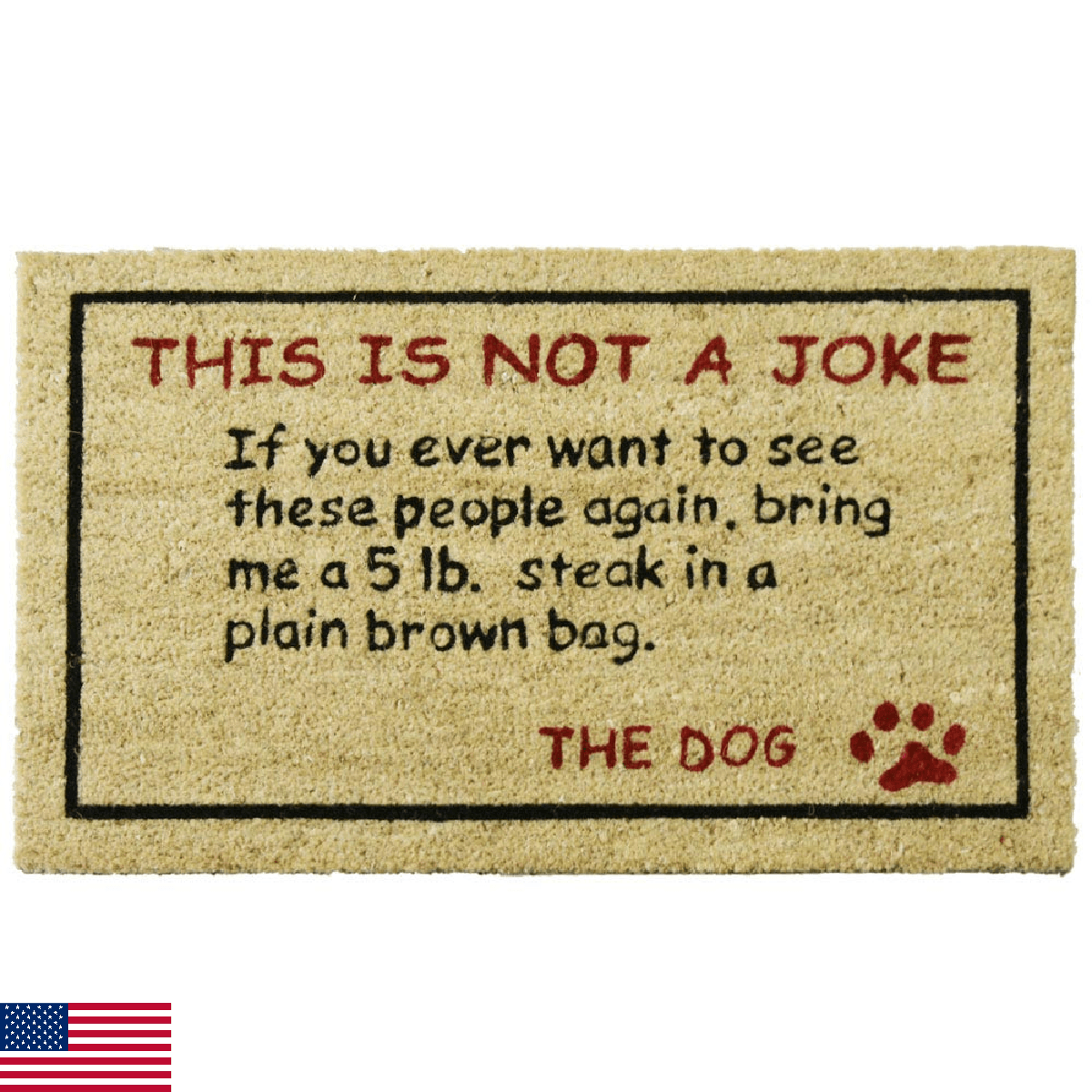 Rubber-Cal 10-106-026 Bring a 5 lbs. Steak Dog Door Mat, 18" x 30" - Image 1