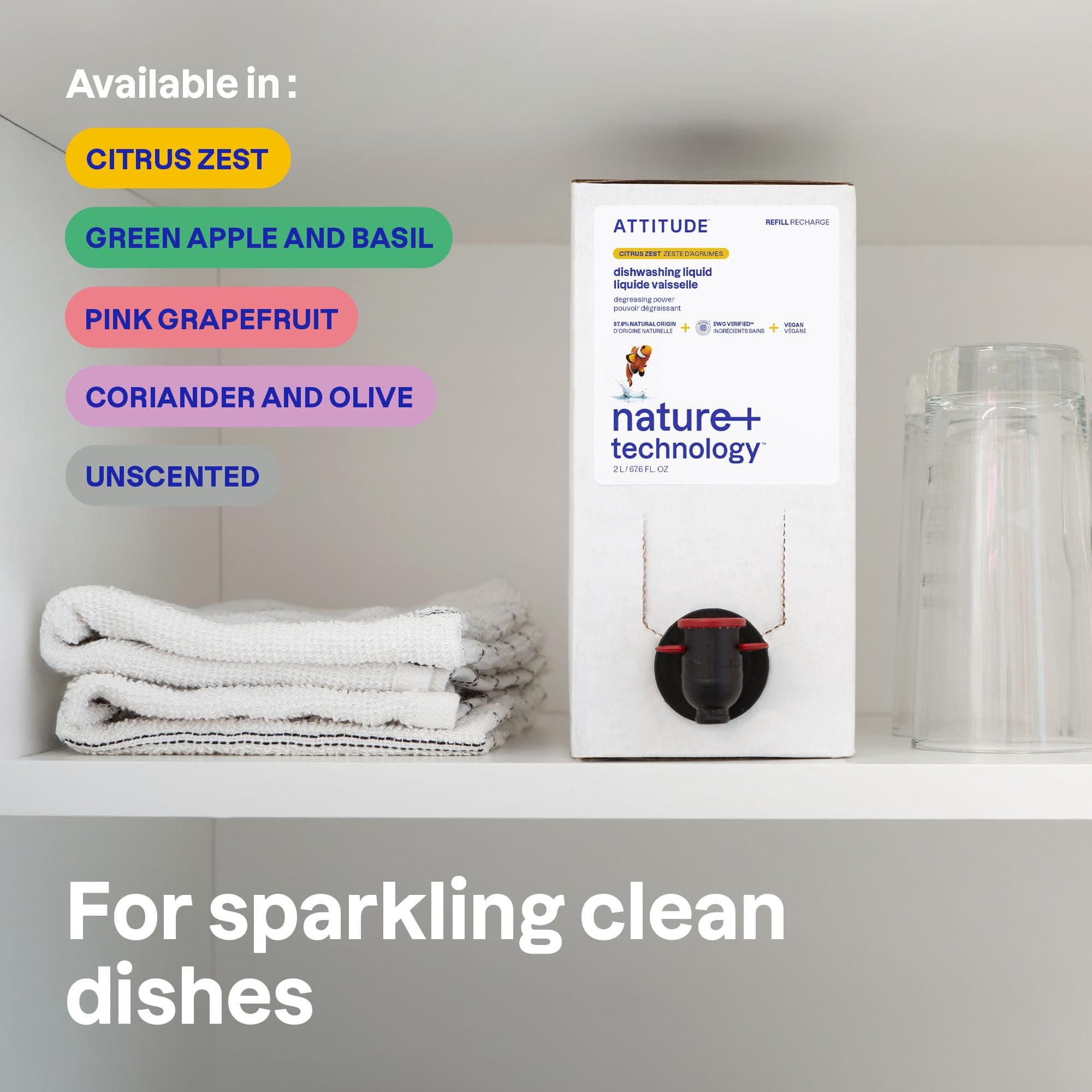 ATTITUDE Dish Soap Refill, EWG Verified, Plant-Based & Vegan Dishwashing Liquid, - Thumbnail 2