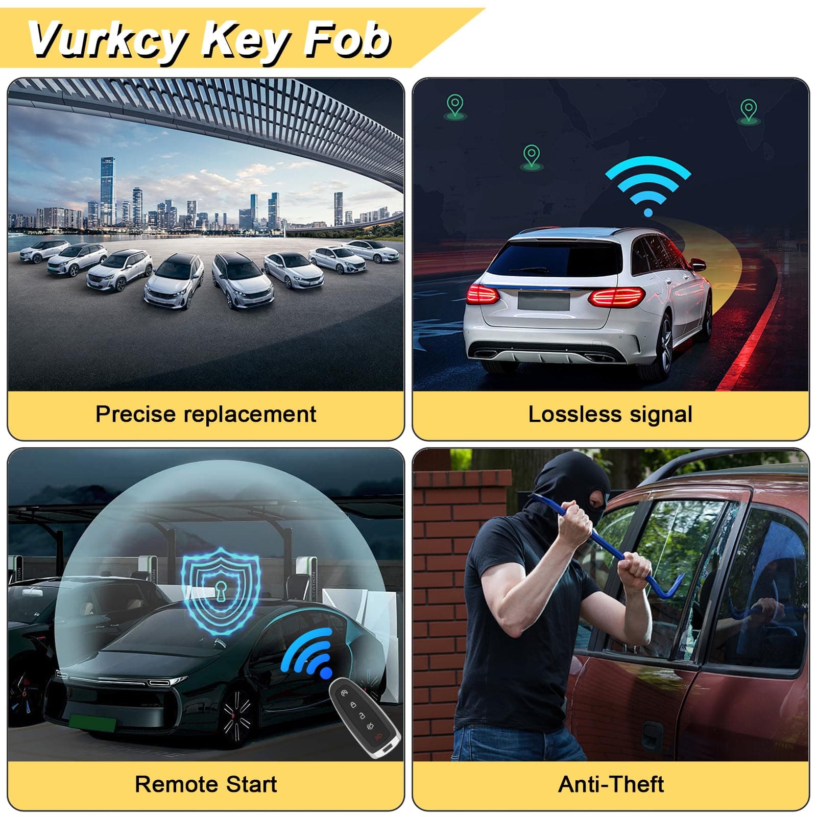 Vurkcy Key Fob Replacement for Ford Explorer Edge Escape Expedition Flex Focus F - Thumbnail 8