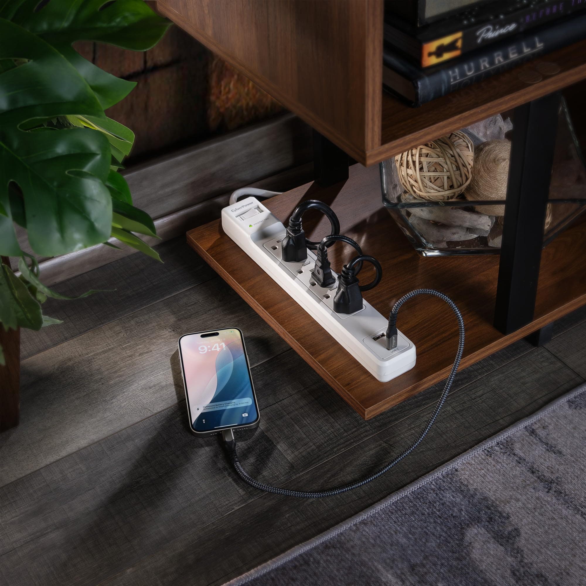 CyberPower CSP604UCW Surge Protector, 1500J, 6 Outlets, 1 USB-A, 1 USB-C, 4 Foot - Thumbnail 6