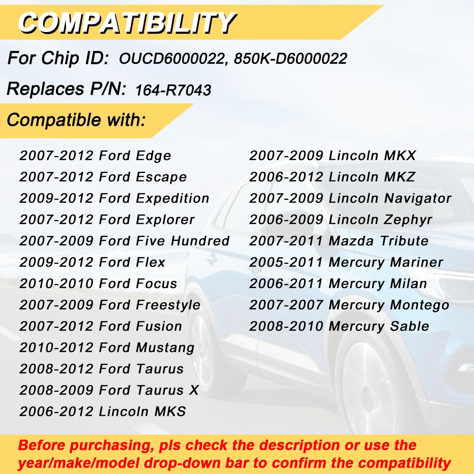 Vurkcy Key Fob Replacement for Ford Explorer Edge Escape Expedition Flex Focus F - Thumbnail 2