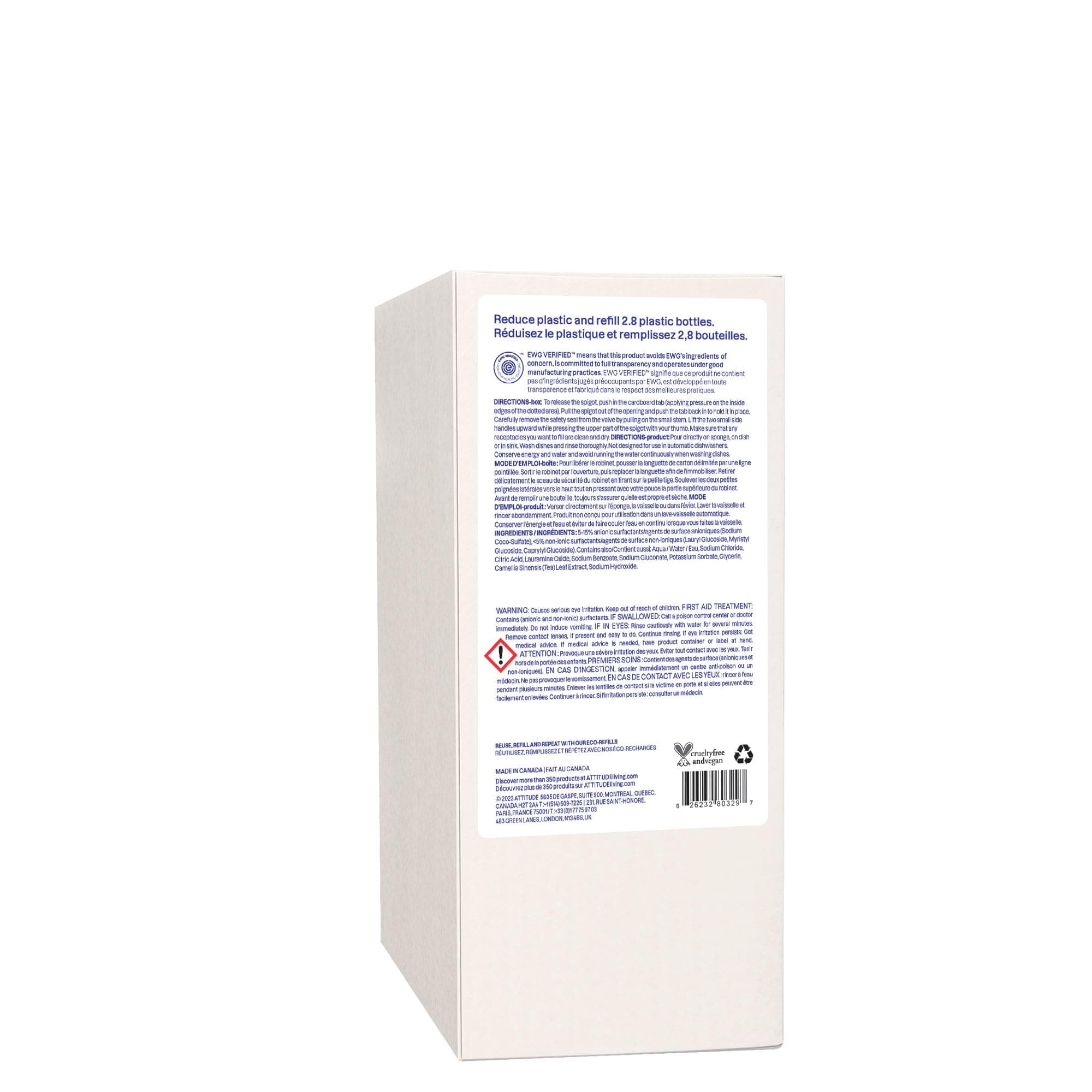 ATTITUDE Dish Soap Refill, EWG Verified, Plant-Based & Vegan Dishwashing Liquid, - Thumbnail 8