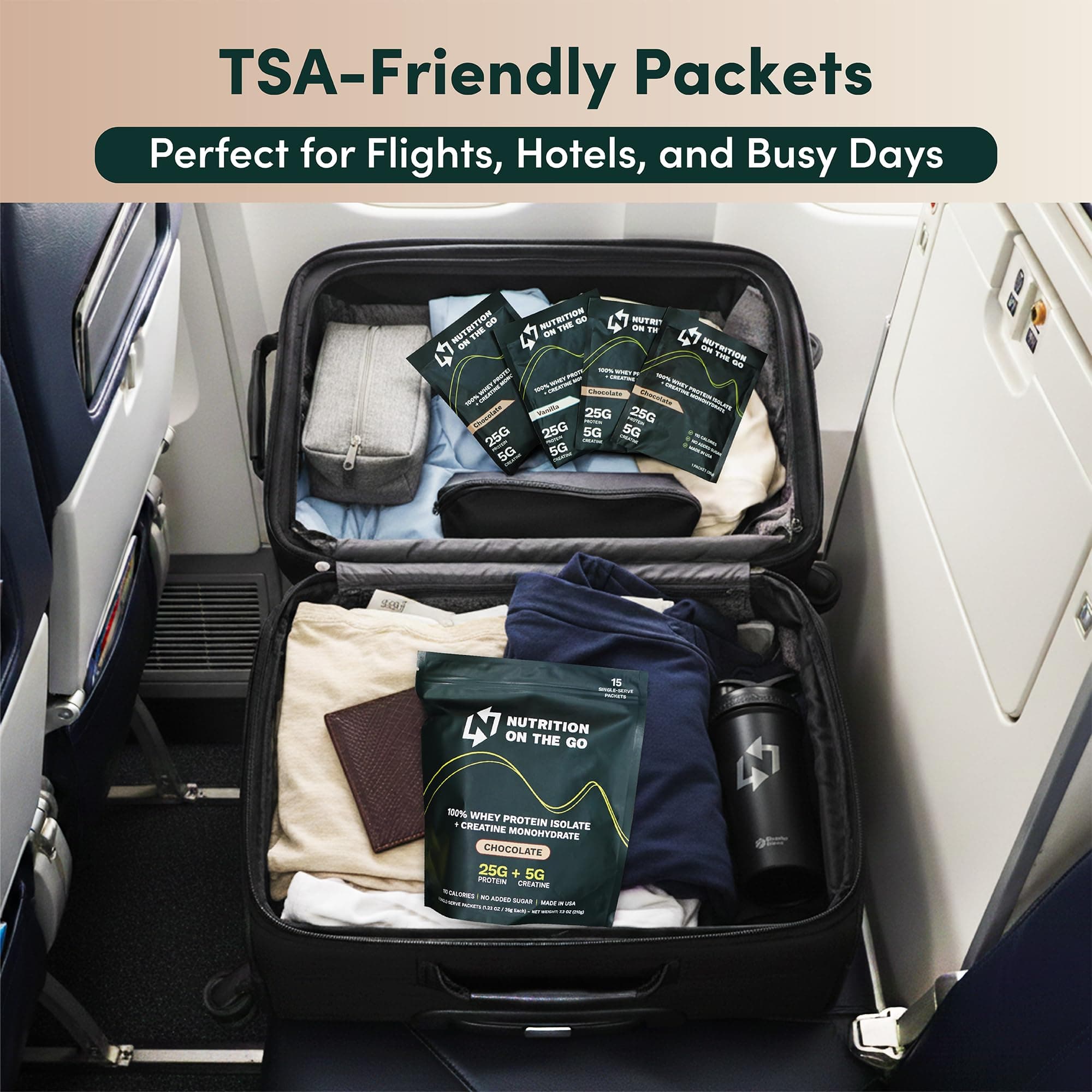 Nutrition On The Go Whey Protein Isolate Packets with Creatine – 25g Protein + 5 - Thumbnail 3