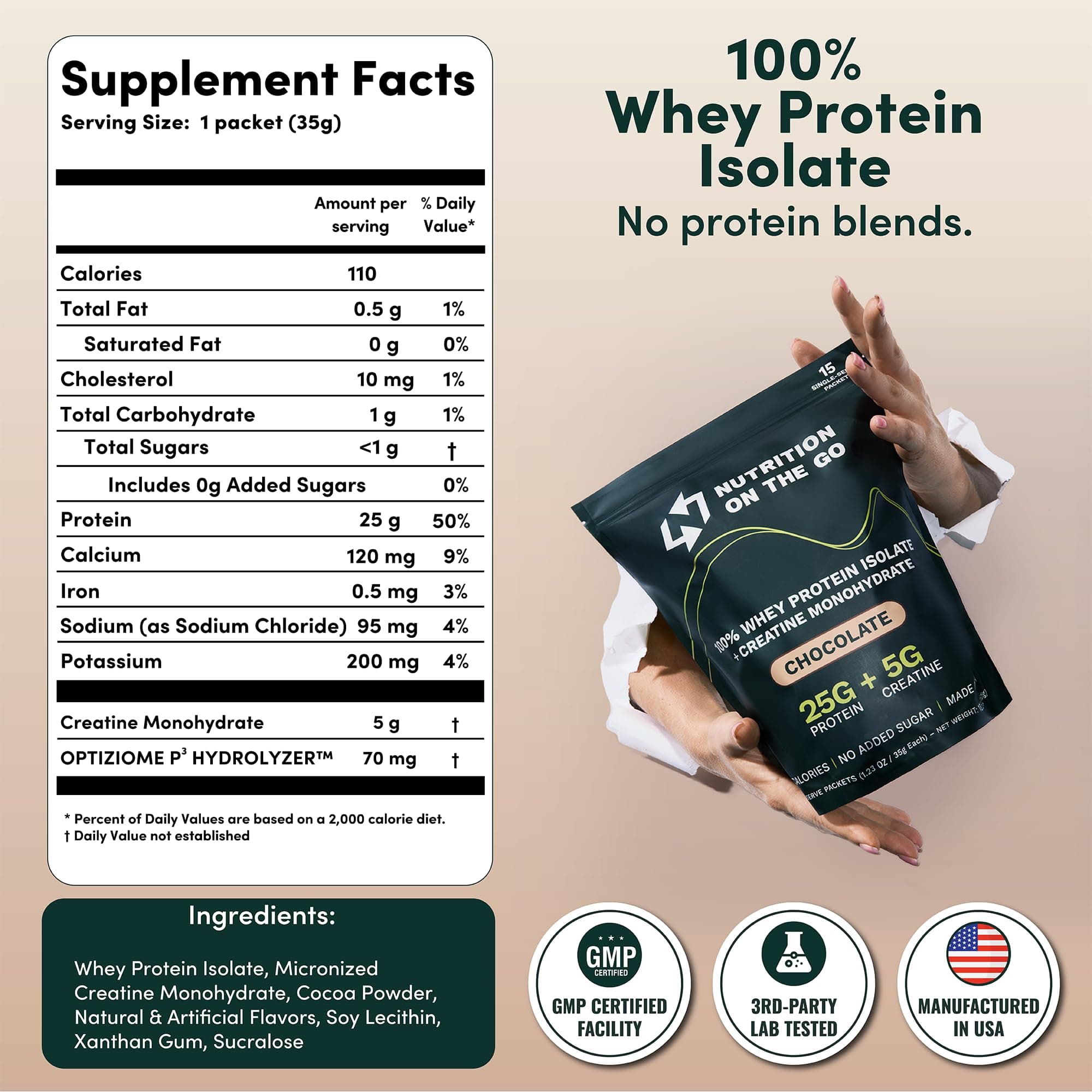 Nutrition On The Go Whey Protein Isolate Packets with Creatine – 25g Protein + 5 - Thumbnail 6