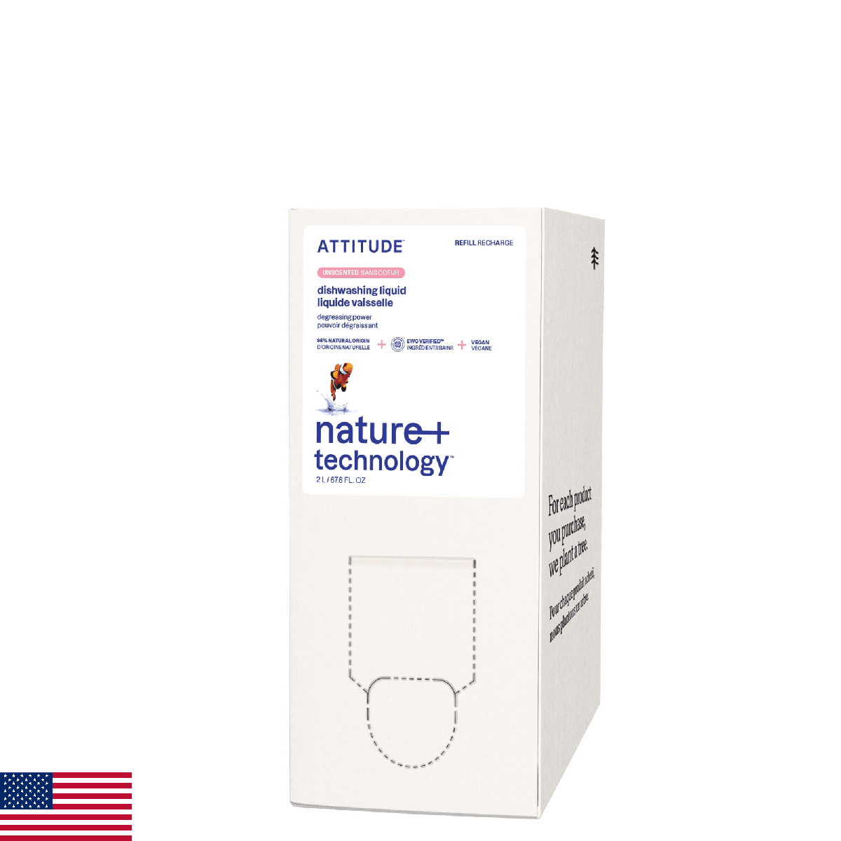 ATTITUDE Dish Soap Refill, EWG Verified, Plant-Based & Vegan Dishwashing Liquid, - Image 1