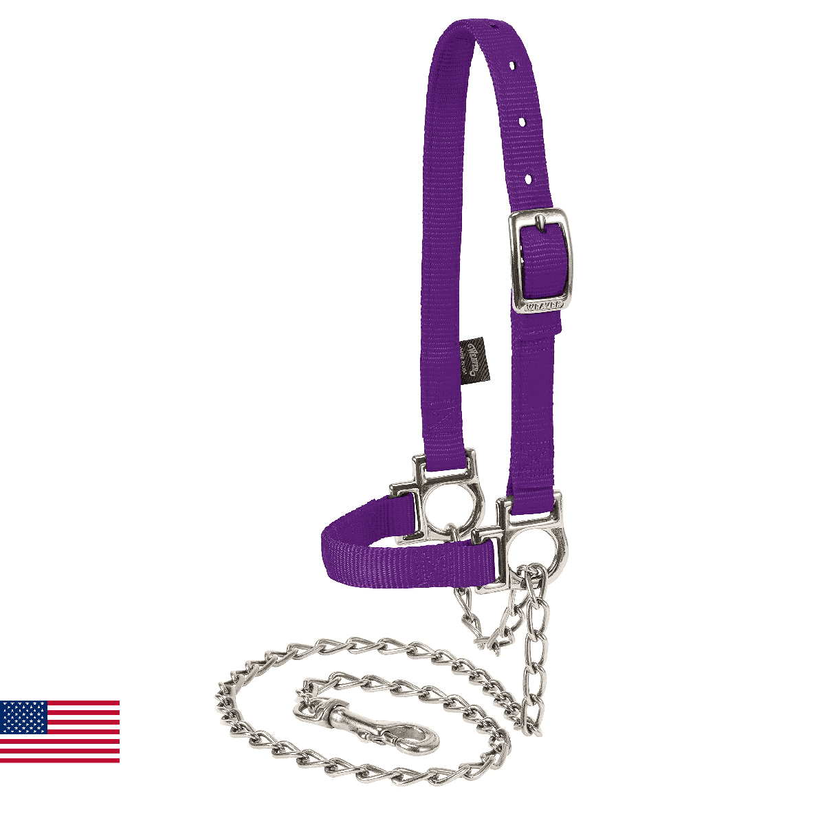 Weaver Leather Livestock Nylon Adjustable Sheep Halter with Chain Lead - Image 1