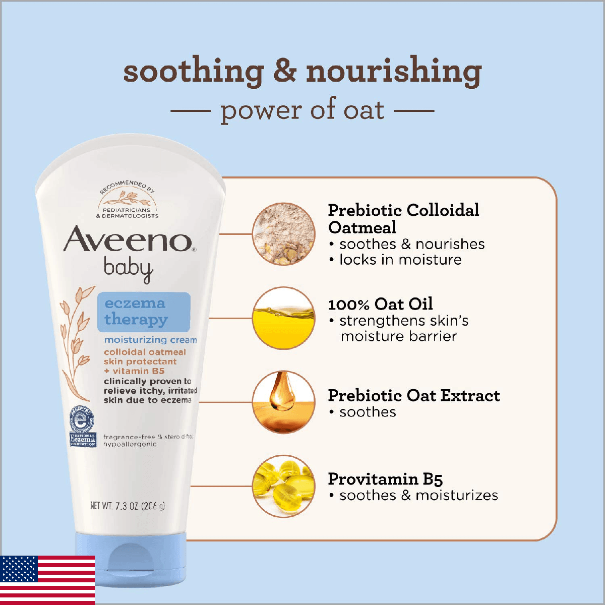 Aveeno Baby Eczema Therapy Nighttime Moisturizing Balm with Colloidal Oatmeal & - Image 1