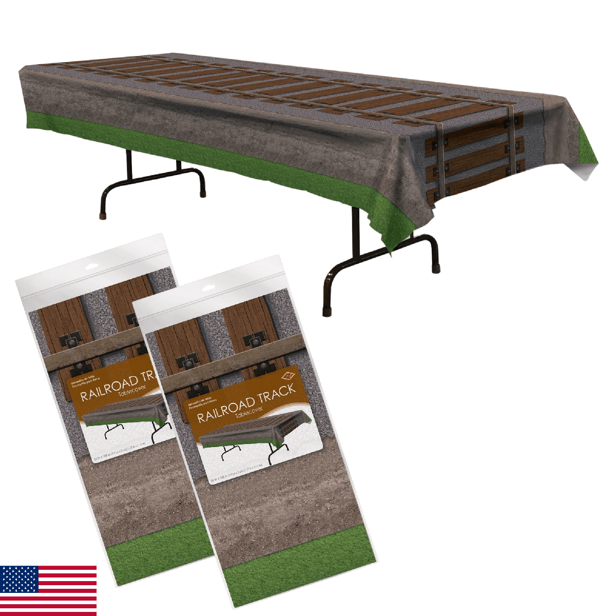 Beistle Railroad Track Tablecovers Pack of 2 - Image 1