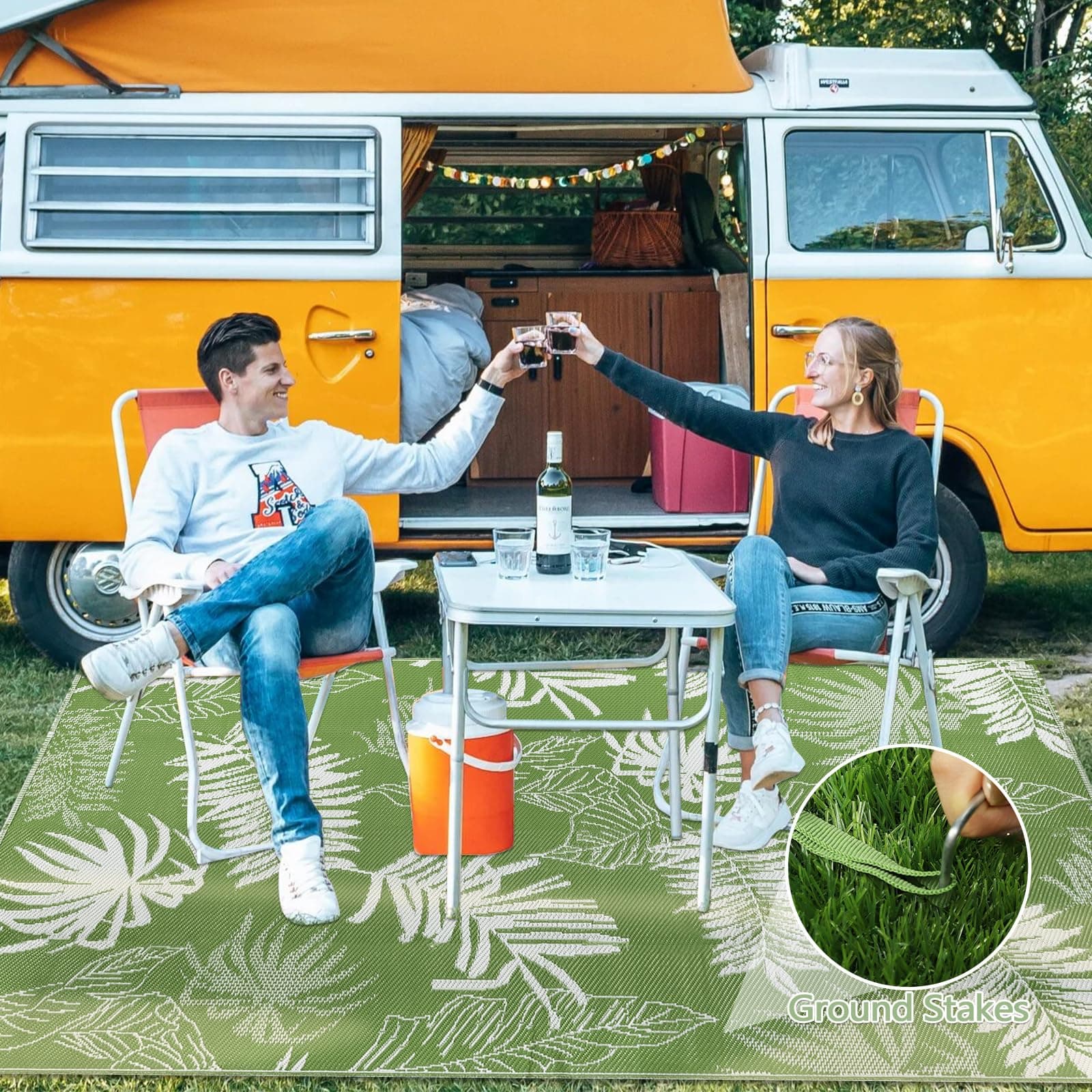 Falflor Outdoor Rug Waterproof 6x9 ft, Reversible Outdoor Plastic Straw Rug, Lar - Thumbnail 6