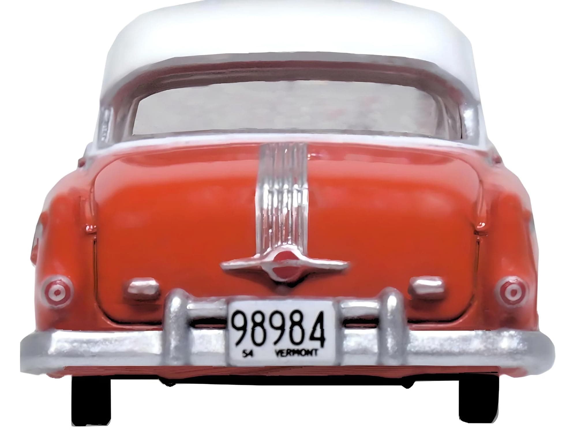 1954 Pontiac Chieftain 4 Door Coral Red with Winter White Top 1/87 (HO) Scale Di - Thumbnail 4