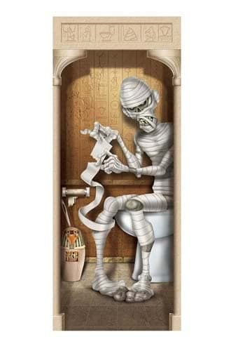 Mummy in Restroom Plastic Door Cover- 1 pc. - Thumbnail 3