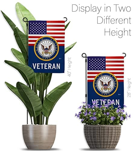 US Navy Veteran Garden Flag - Set with Stand Armed Forces USN Seabee United Stat - Thumbnail 11