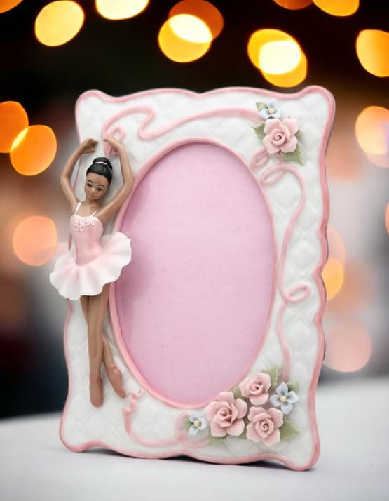 Cosmos 10608 Fine Porcelain African American Ballerina Picture Frame, 8-Inch Pin - Thumbnail 3