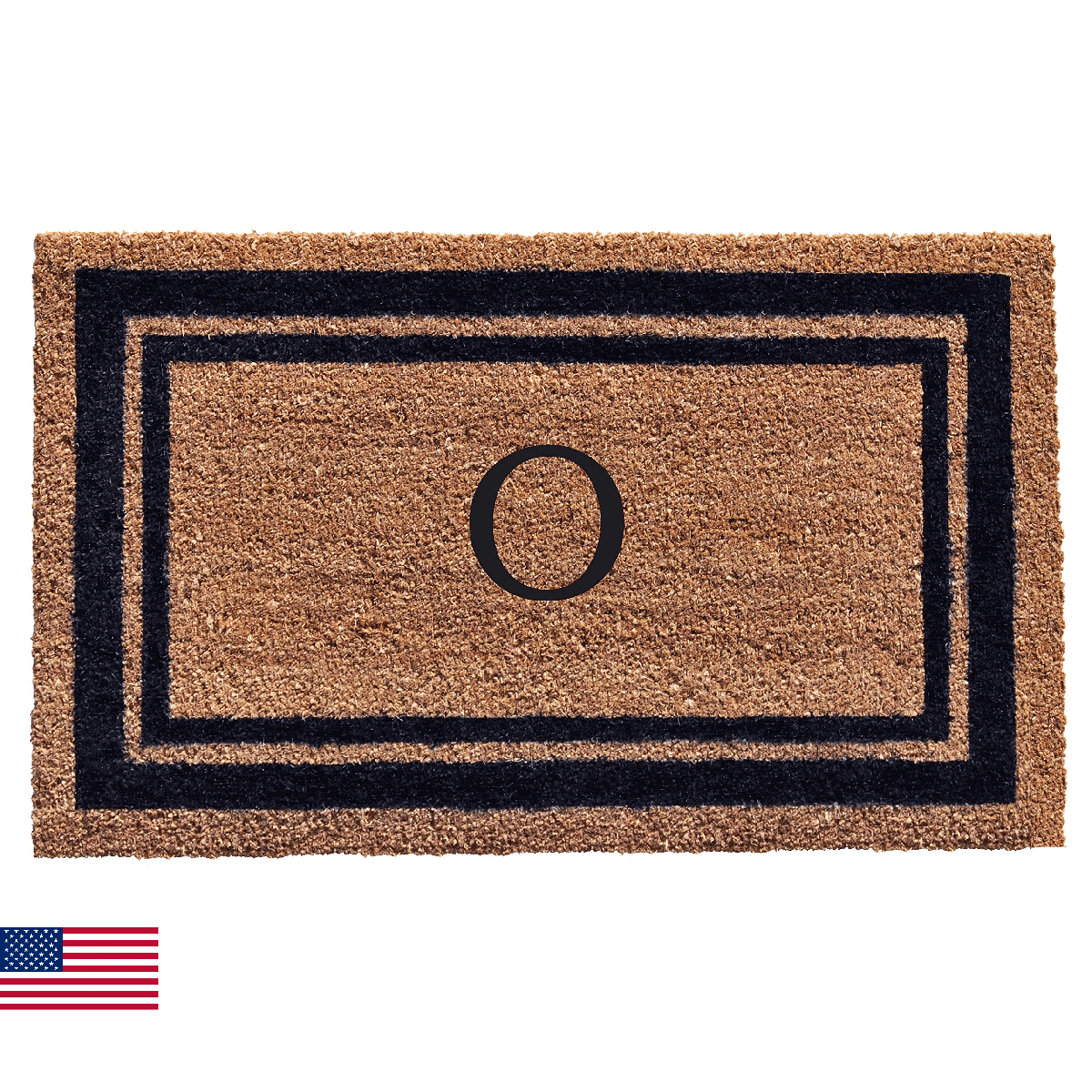 Calloway Mills 153002436O Dark Blue Border 24" x 36" Monogram Doormat (Letter O) - Image 1