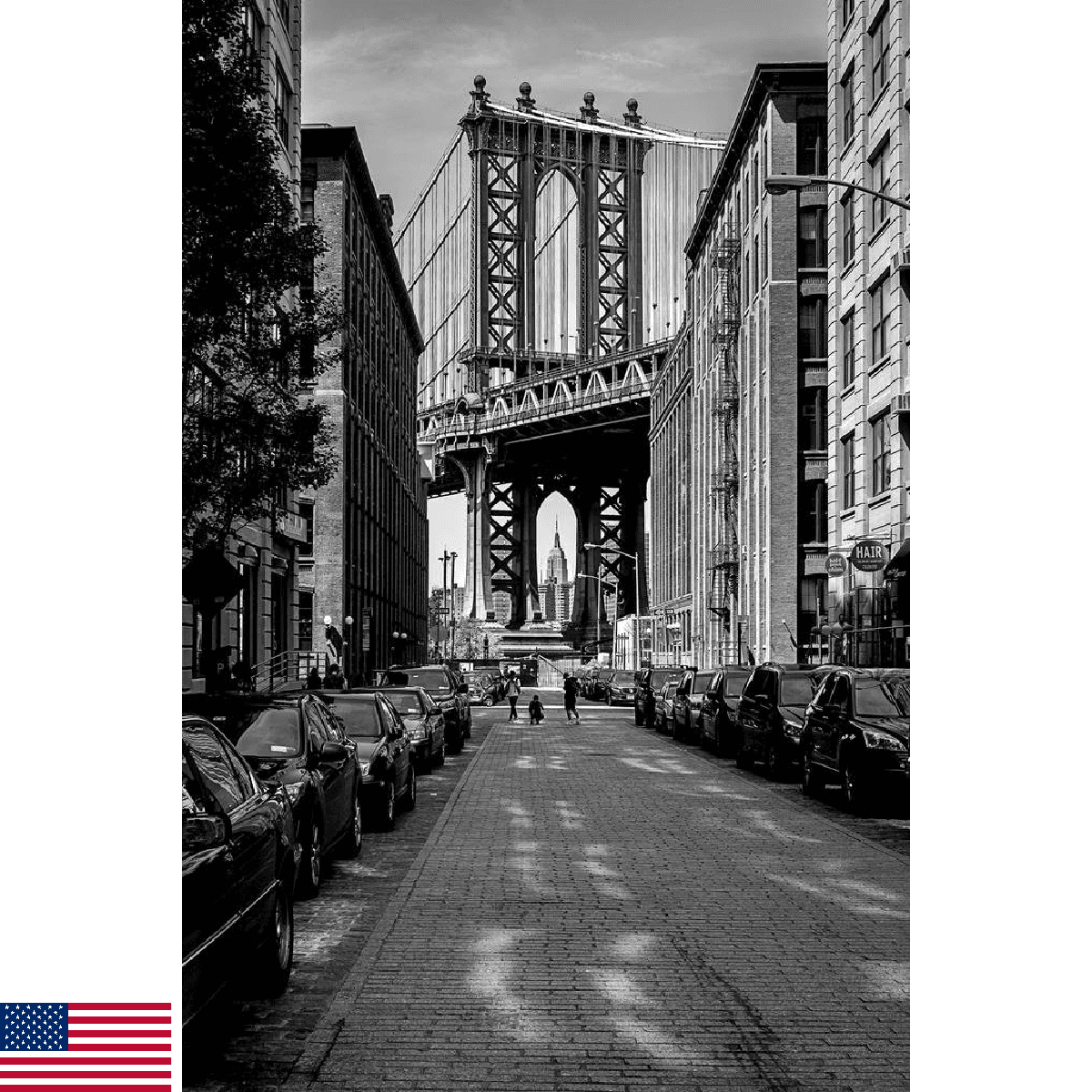 The Manhattan Bridge from DUMBO Brooklyn Black and White B&W Photo Photograph Co - Image 1