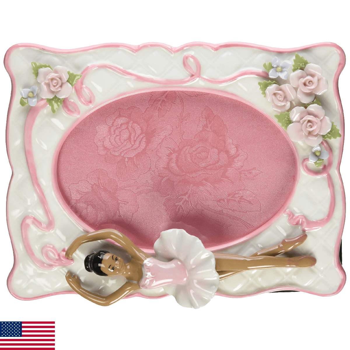 Cosmos 10608 Fine Porcelain African American Ballerina Picture Frame, 8-Inch Pin - Image 1