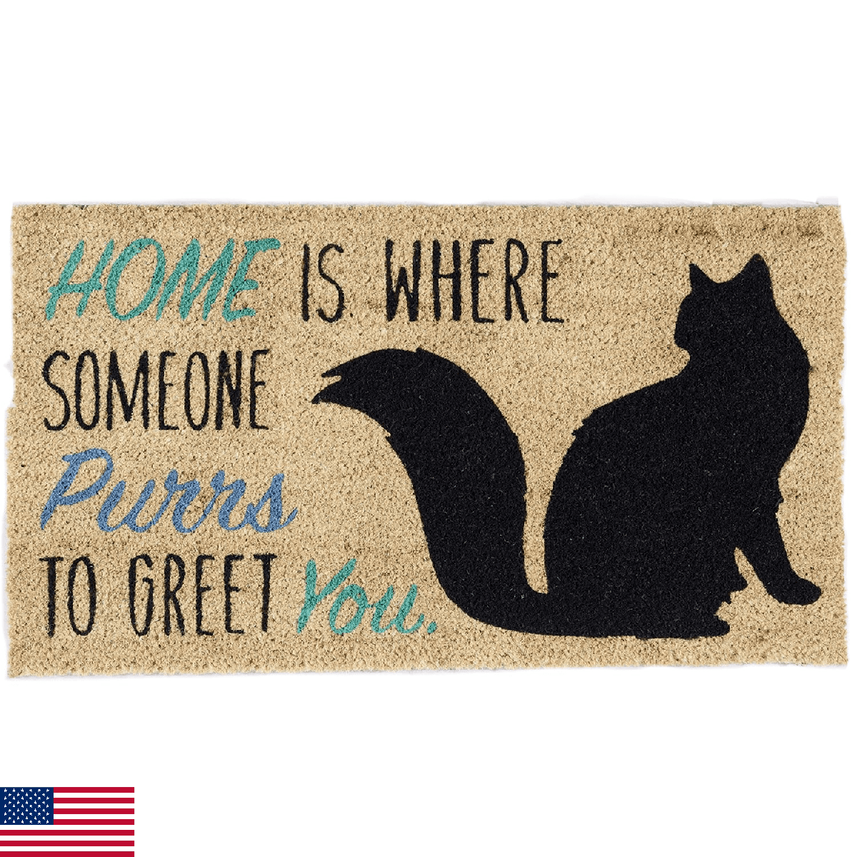 DII Pet Print Collection Natural Coir Doormat, 17x29, Home Cat - Image 1