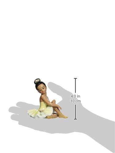 Cosmos 10123 Fine Porcelain African American Ballerina in Yellow Dress Figurine, - Thumbnail 4