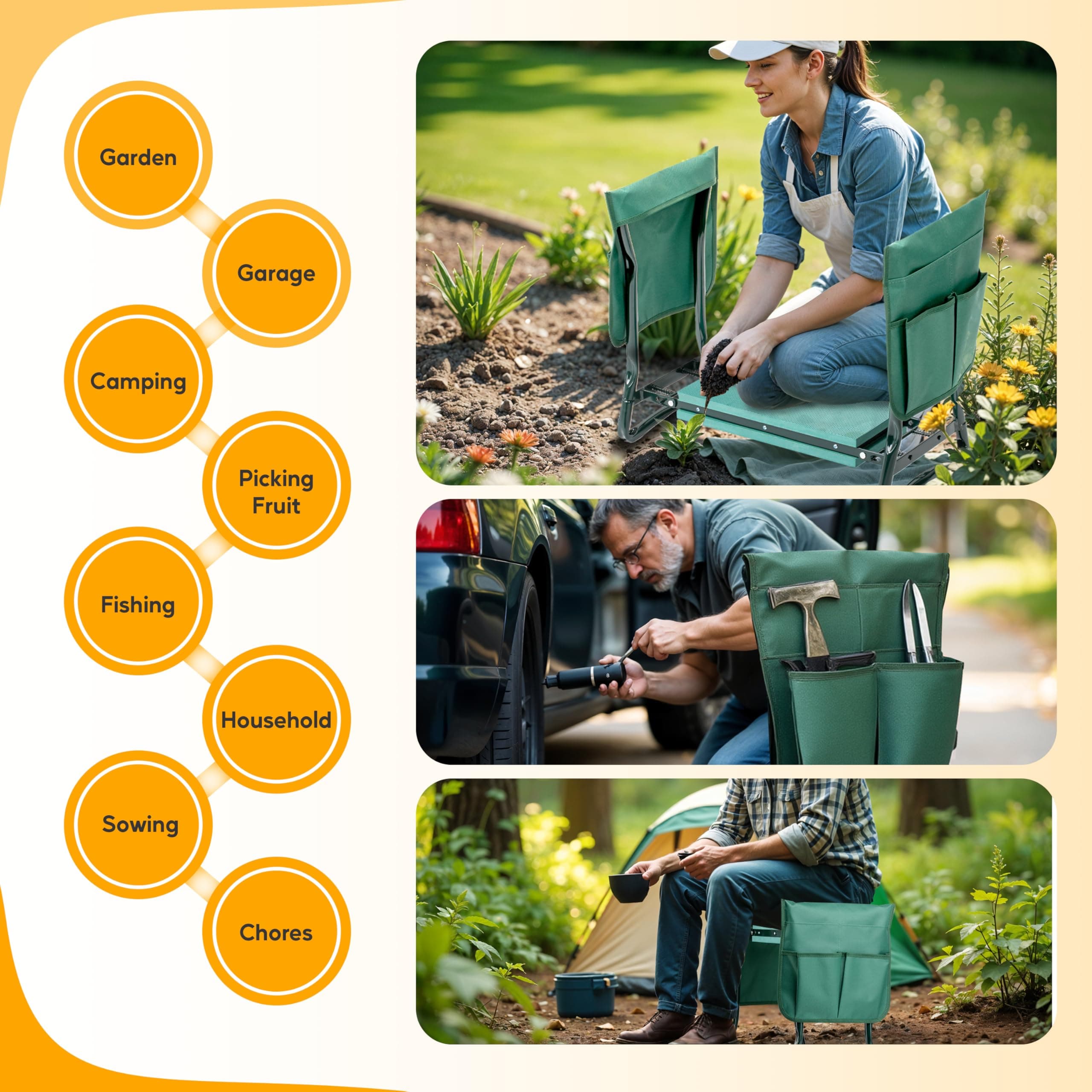 Simple Deluxe Garden Kneeler and Seat, Foldable Kneeling Stool with Thicker EVA - Thumbnail 7