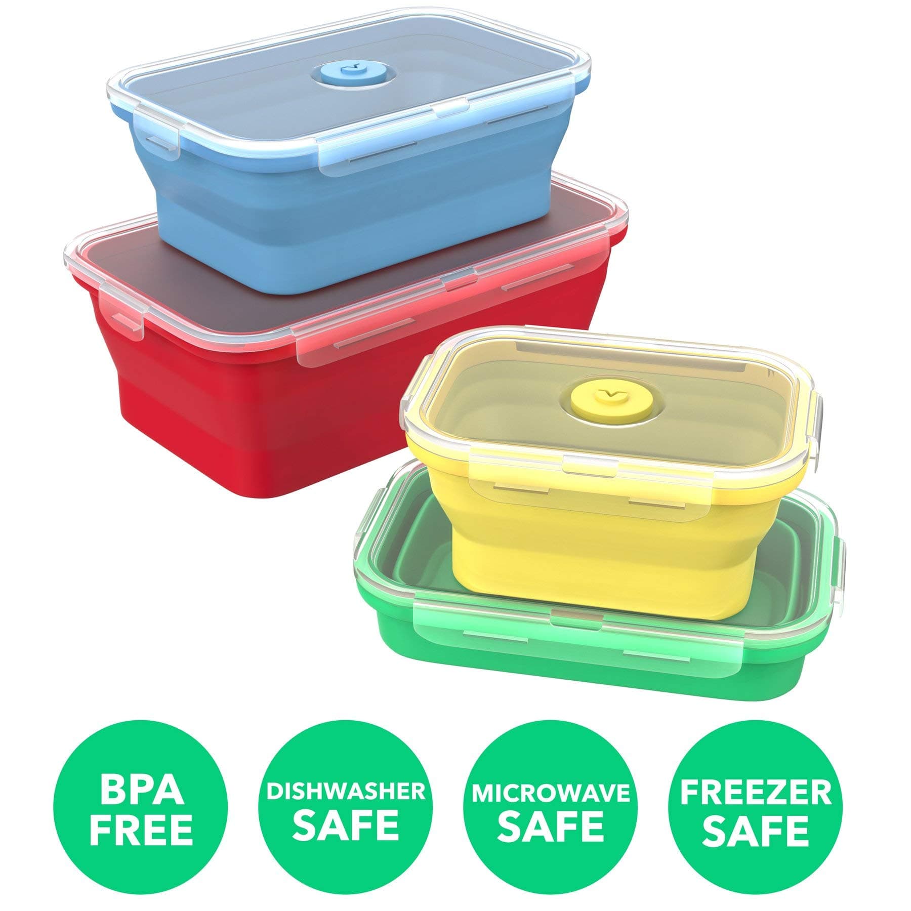 Vremi Silicone Food Storage Containers with BPA Free Airtight Plastic Lids - Set - Thumbnail 4