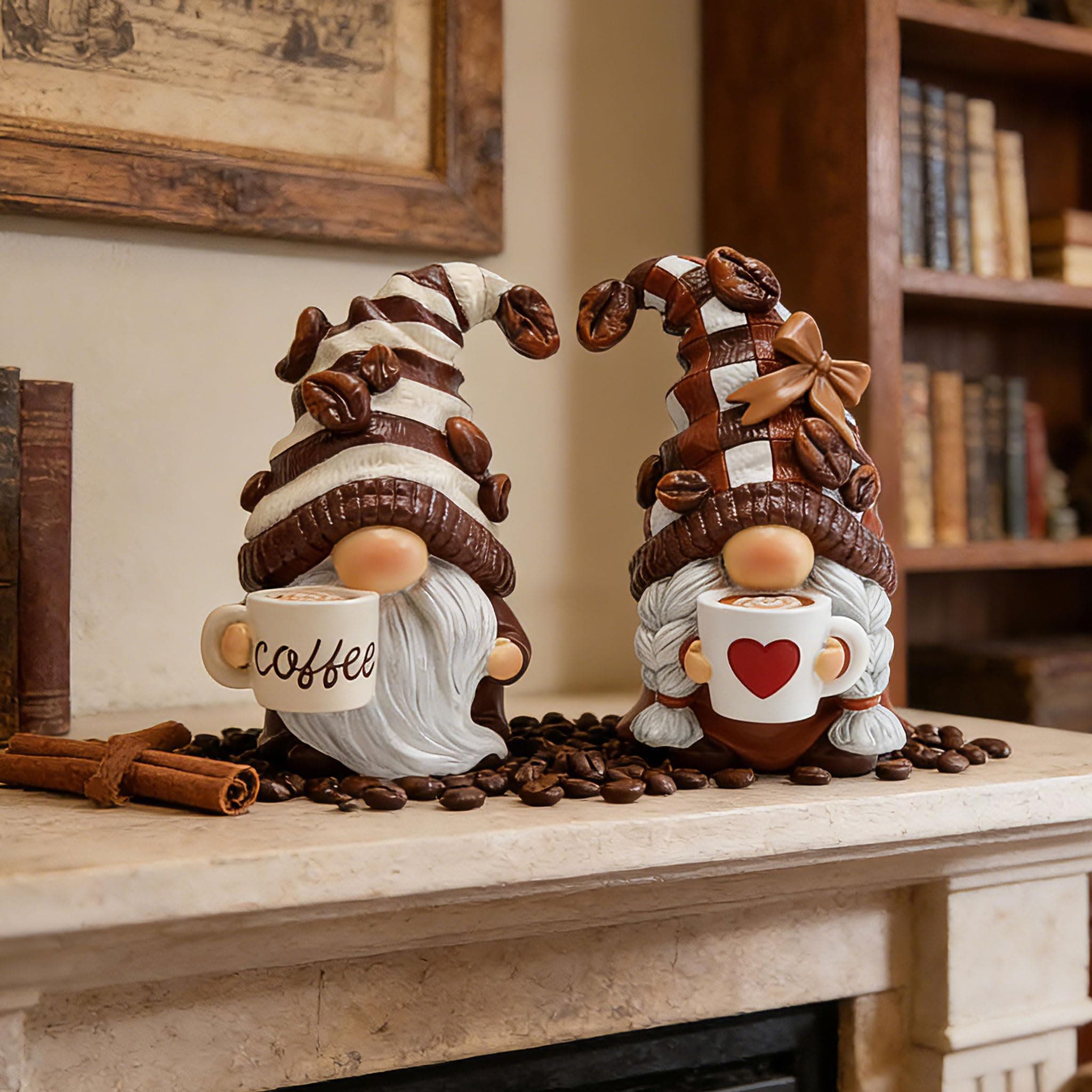 Hodao Gnomes Figurines 2PCS Coffee Dwarf Coffee Bar Decoration Accessories Sprin - Thumbnail 6