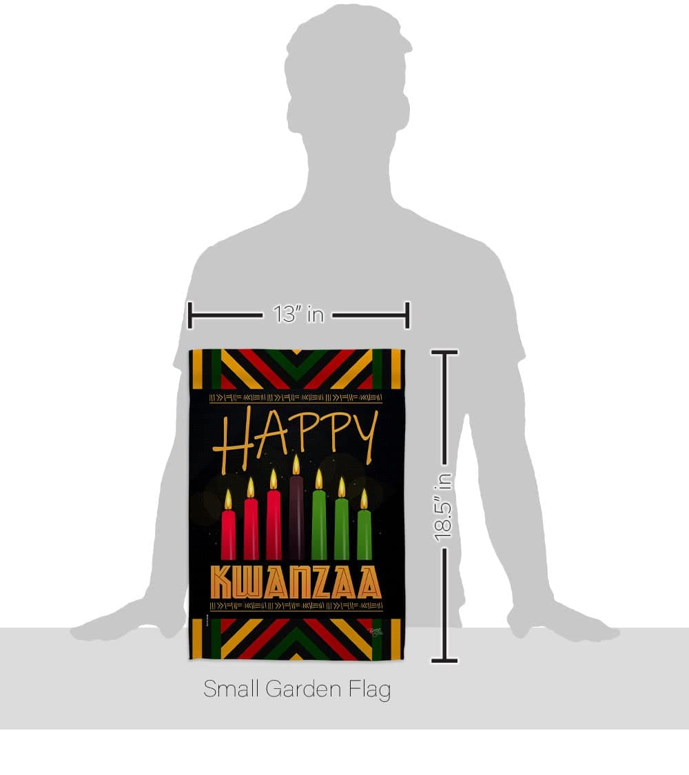 Breeze Decor Kwanzaa Greeting Garden Flag Set with Stand Winter Kinara Candles C - Thumbnail 2