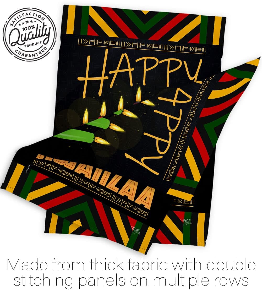 Breeze Decor Kwanzaa Greeting Garden Flag Set with Stand Winter Kinara Candles C - Thumbnail 7