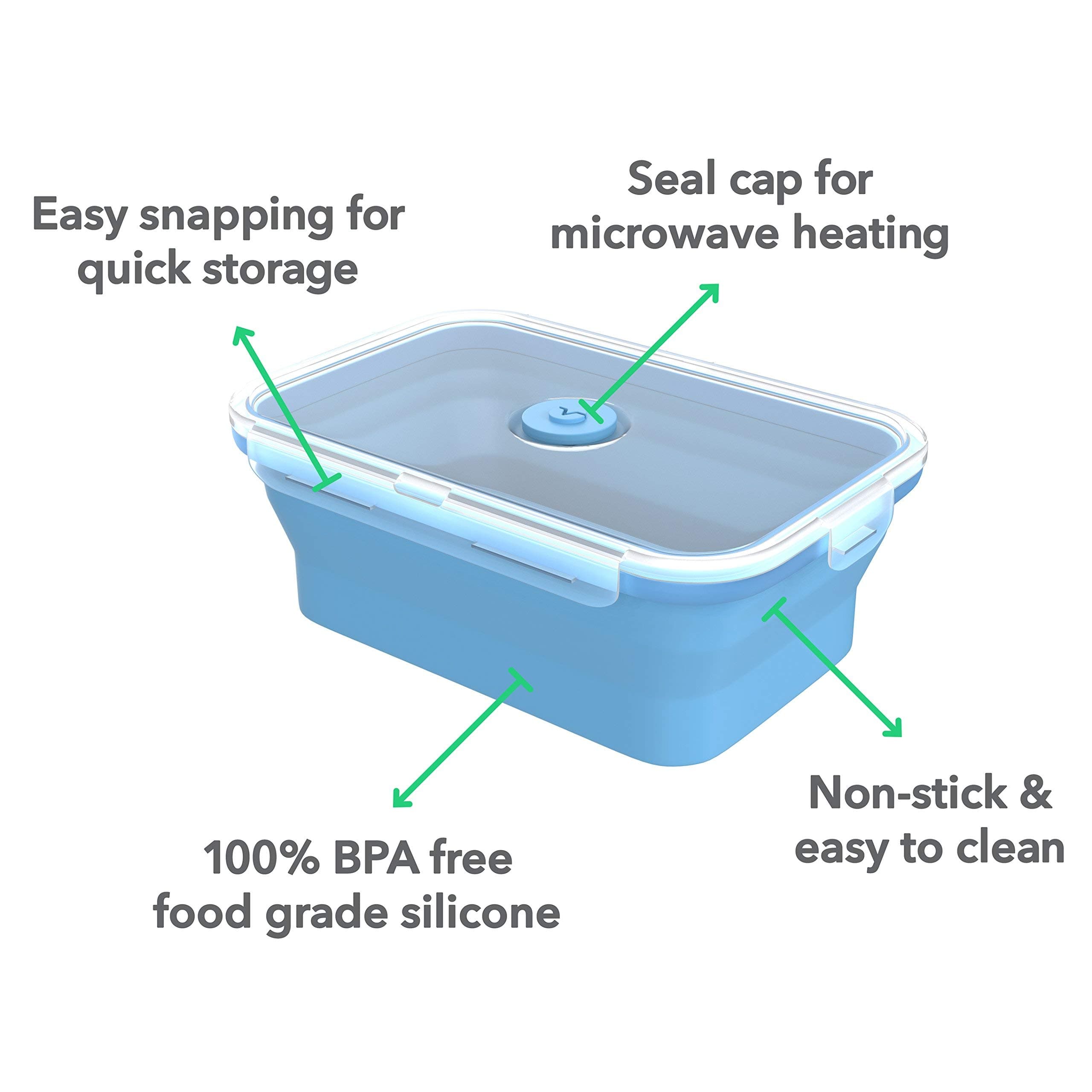 Vremi Silicone Food Storage Containers with BPA Free Airtight Plastic Lids - Set - Thumbnail 3