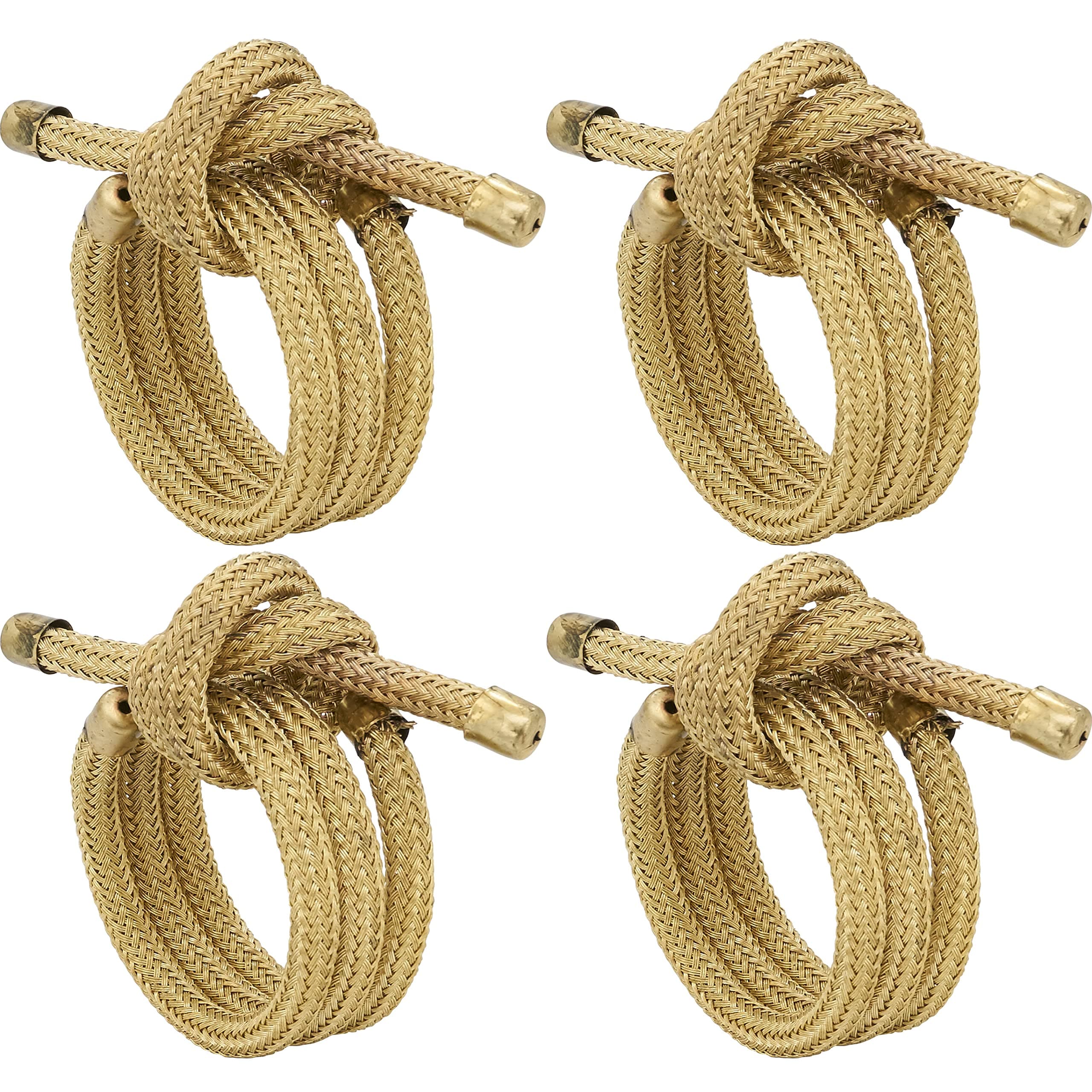 Saro Lifestyle Knotted Rope Napkin Rings (Set of 4), Gold, Set of 4 - Thumbnail 2