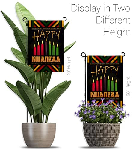 Breeze Decor Kwanzaa Greeting Garden Flag Set with Stand Winter Kinara Candles C - Thumbnail 11
