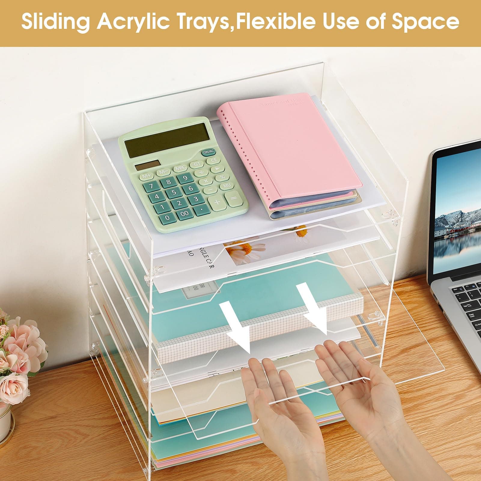 MaxGear 7 Tier Acrylic Paper Tray, Clear File Trays, Acrylic Clear Letter Tray O - Thumbnail 6