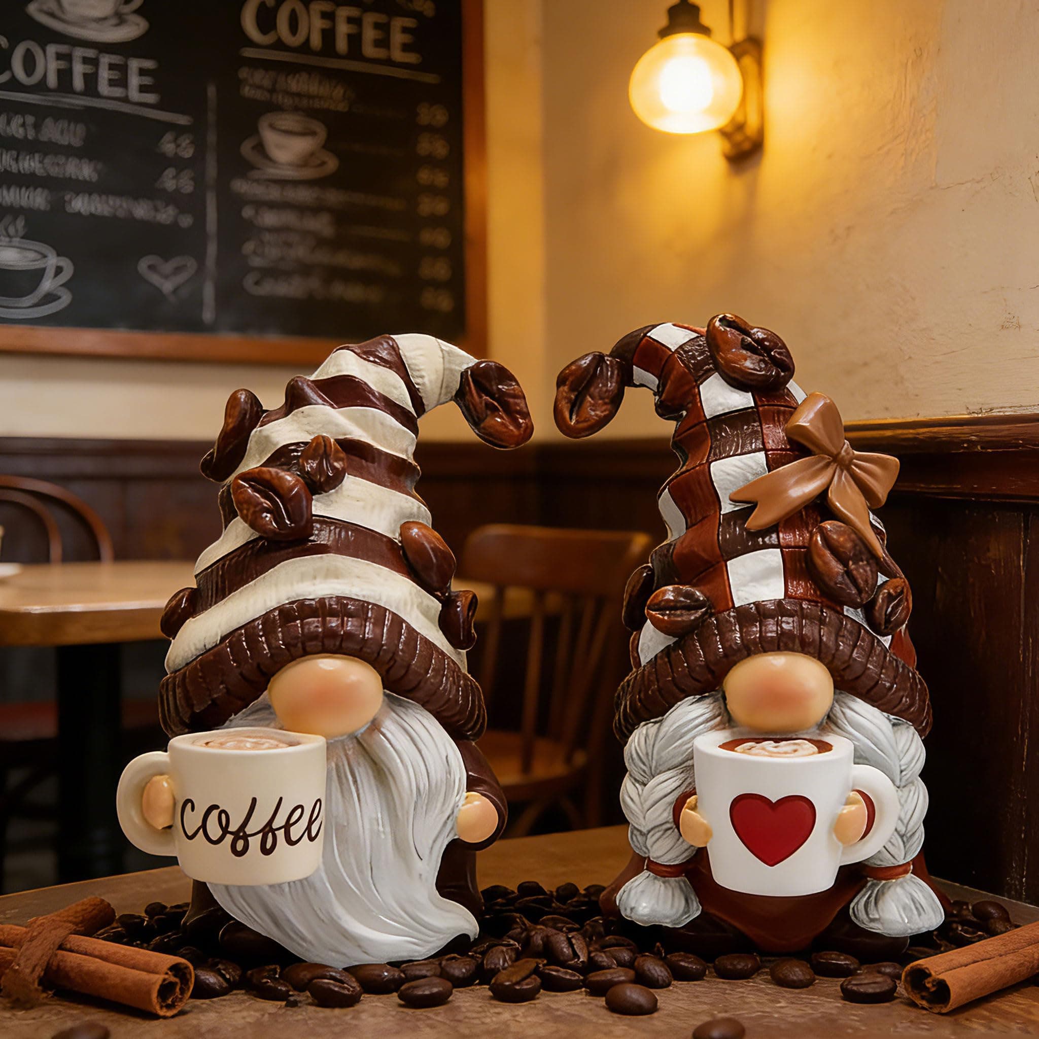 Hodao Gnomes Figurines 2PCS Coffee Dwarf Coffee Bar Decoration Accessories Sprin - Thumbnail 7
