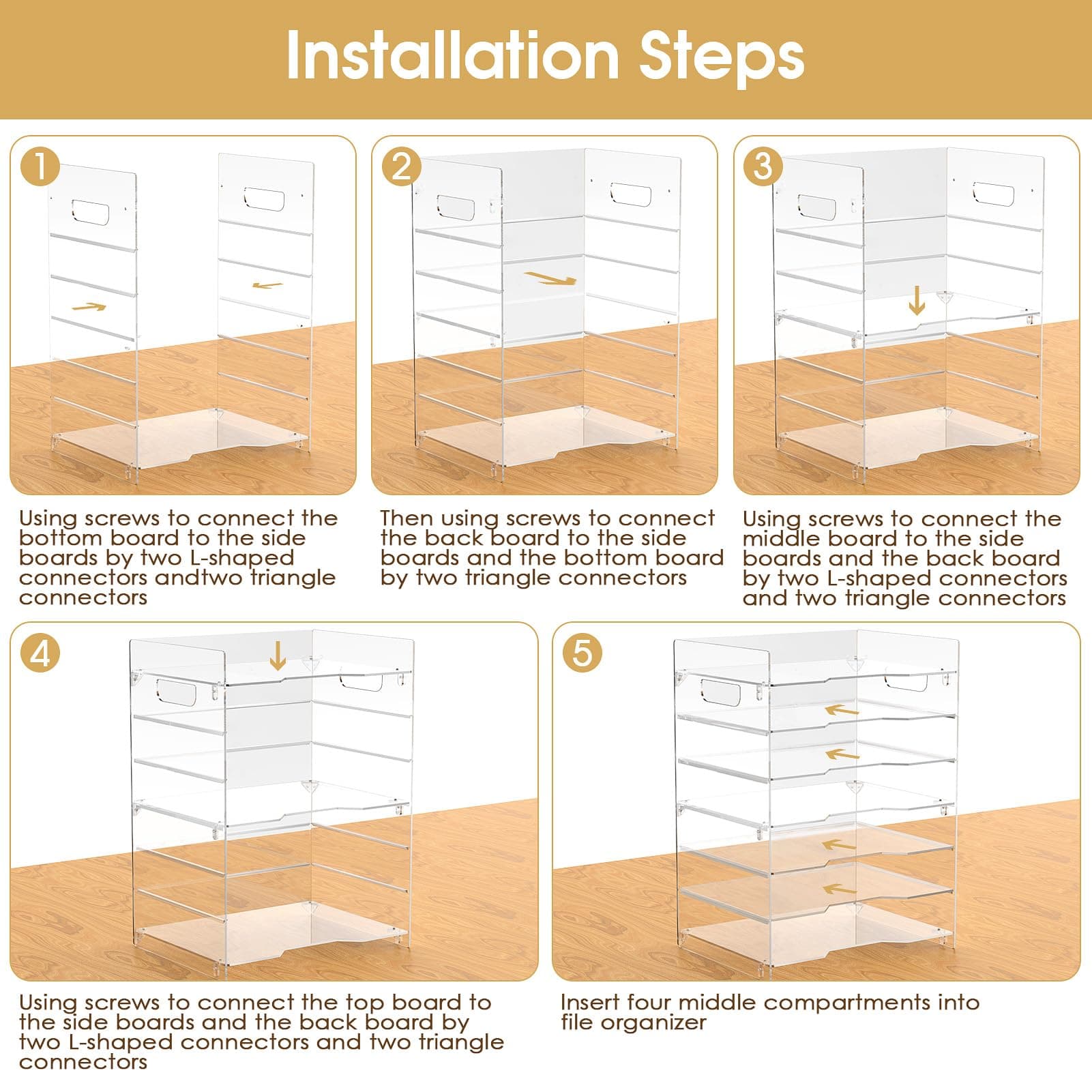 MaxGear 7 Tier Acrylic Paper Tray, Clear File Trays, Acrylic Clear Letter Tray O - Thumbnail 7