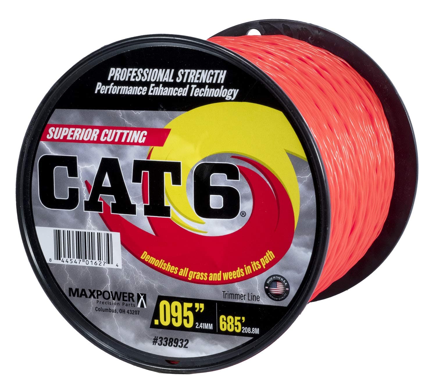 MaxPower 338932 0.095-in. x 685-ft. CAT6 Twisted Trimmer Line, Orange - Thumbnail 2