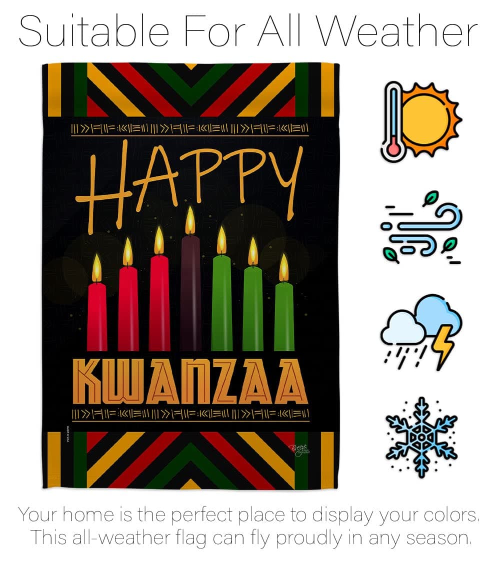 Breeze Decor Kwanzaa Greeting Garden Flag Set with Stand Winter Kinara Candles C - Thumbnail 6