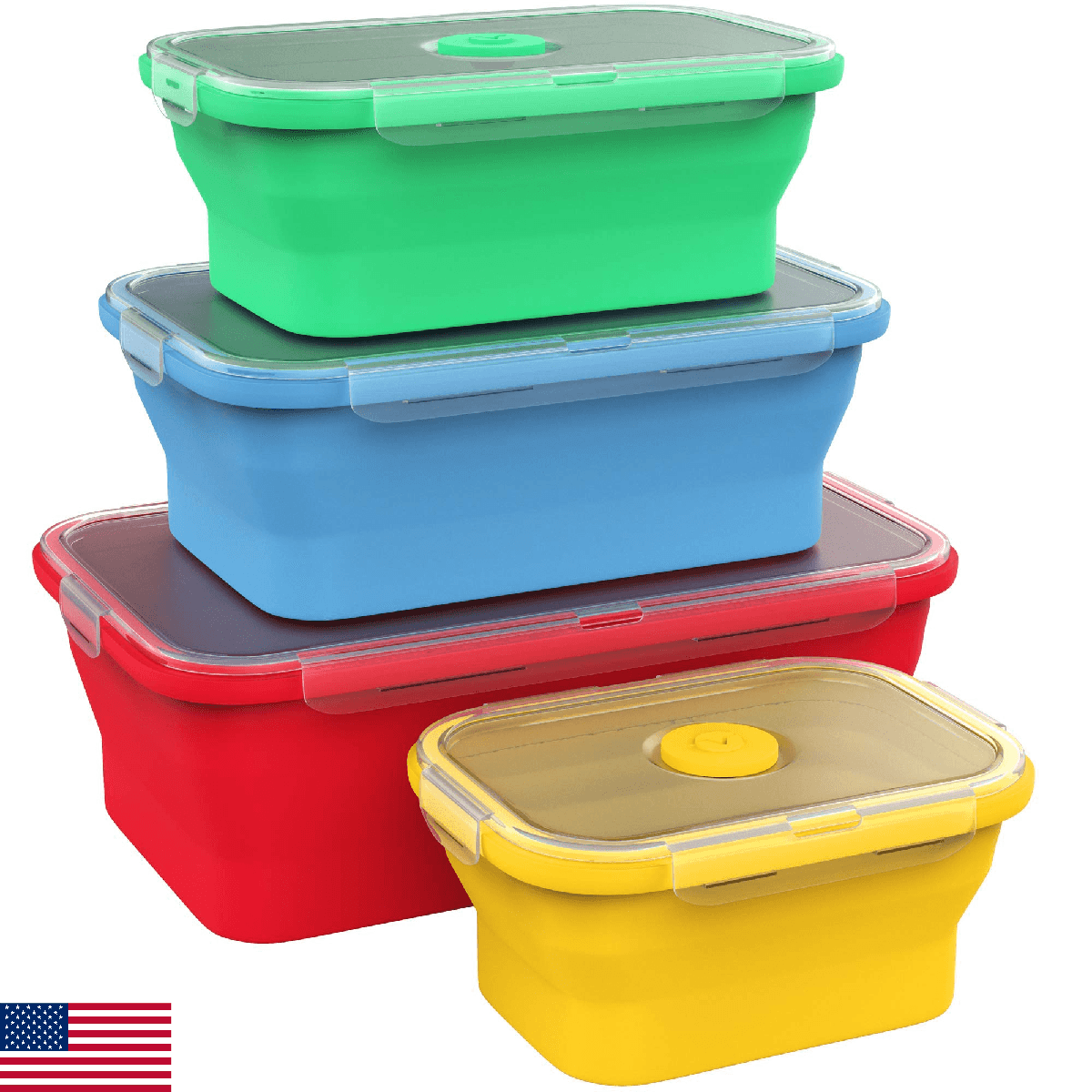 Vremi Silicone Food Storage Containers with BPA Free Airtight Plastic Lids - Set - Image 1