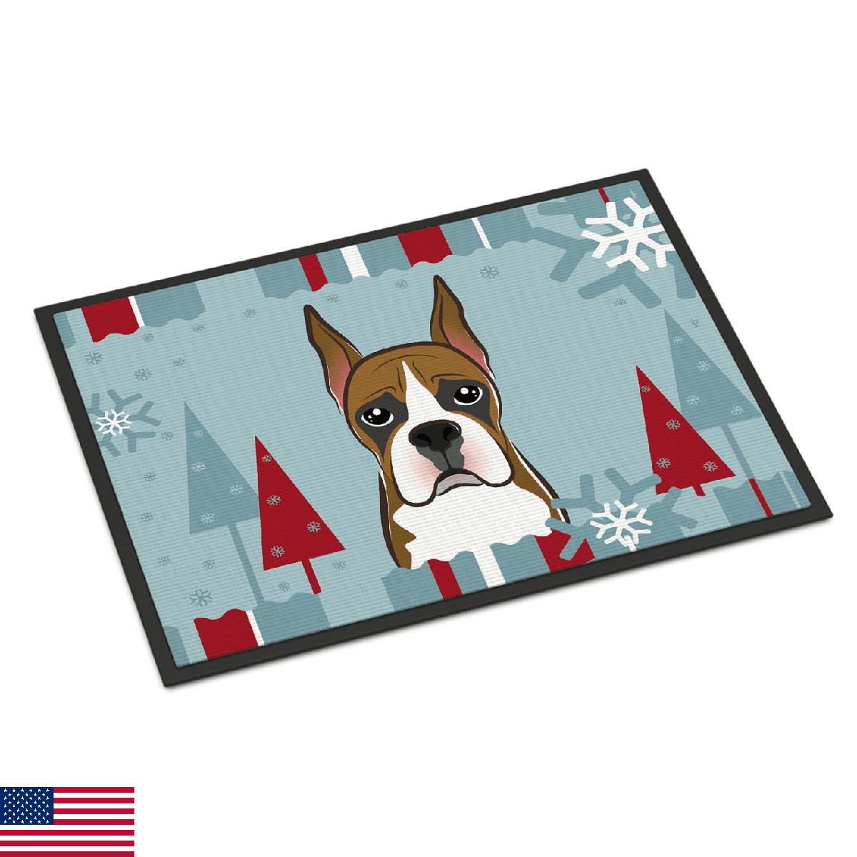 Caroline's Treasures BB1719JMAT Winter Holiday Boxer Doormat 24x36 Front Door Ma - Image 1