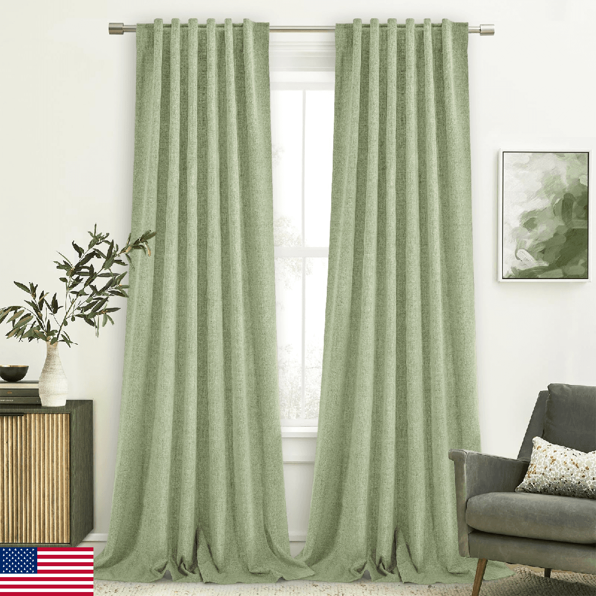 PANGSINNE 100% Blackout Curtains for Bedroom, Pair of Energy Smart & Noise Block - Image 1