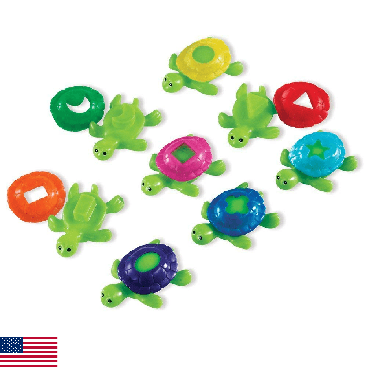 Learning Resources Shape Shell Turtles, Learn Shapes, Bath Toys Set of 8, Ages 2 - Image 1