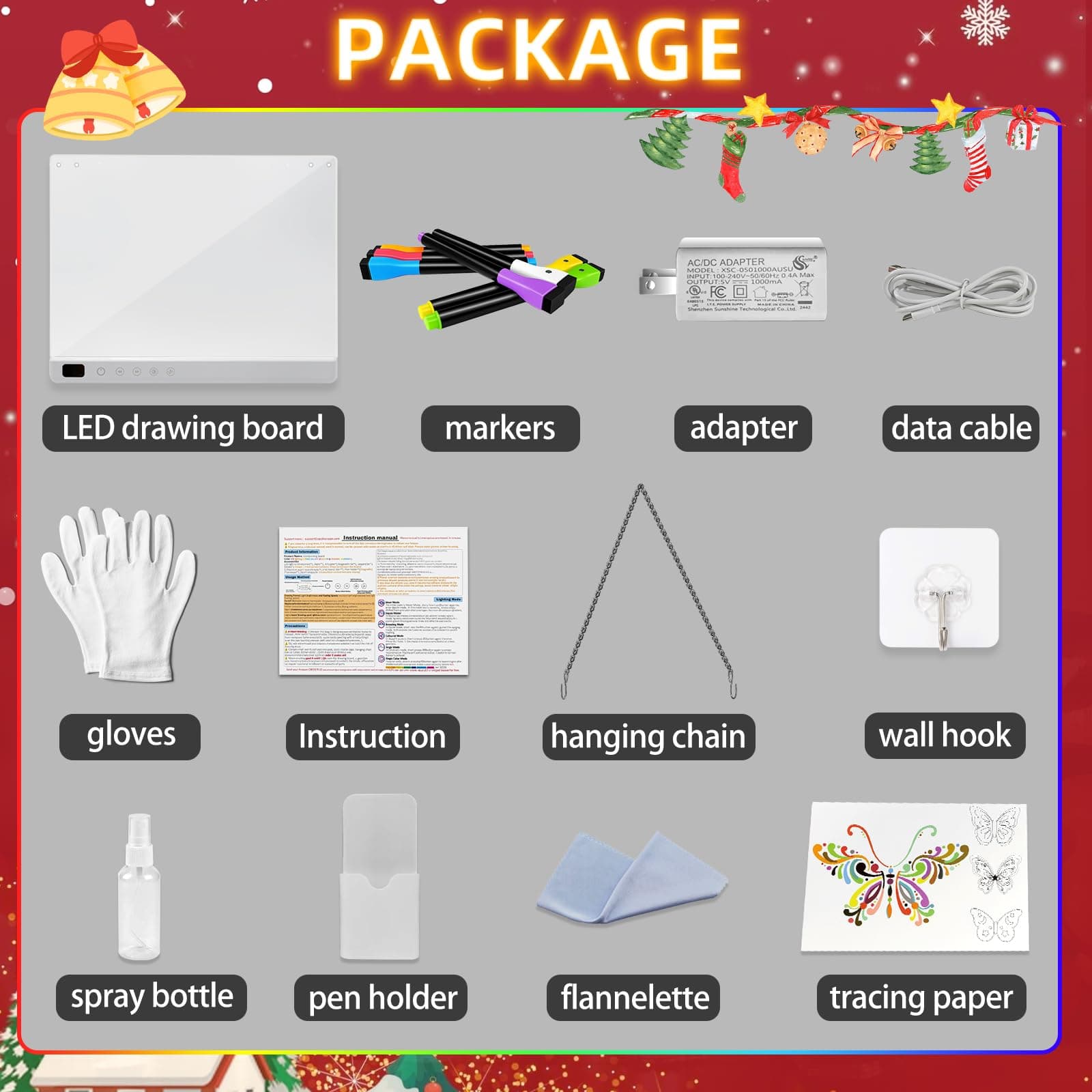 Lumiboard Led Drawing Board with 13 Light Effects, 13.7"x10" Rechargeable Glow D - Thumbnail 2