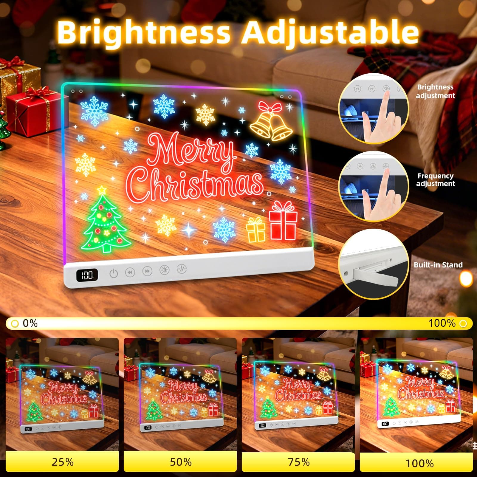 Lumiboard Led Drawing Board with 13 Light Effects, 13.7"x10" Rechargeable Glow D - Thumbnail 6