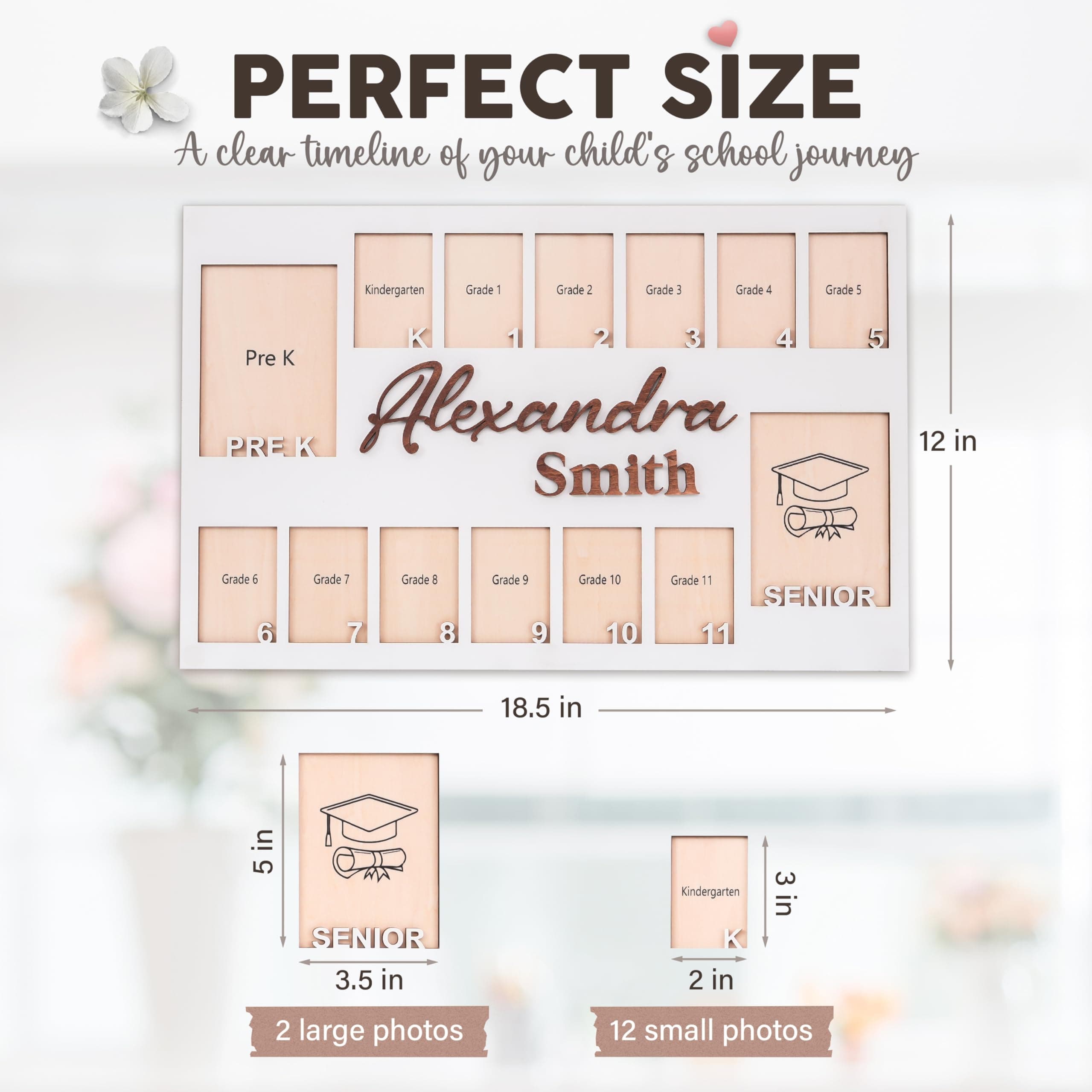 School Picture Frame Pre-K to 12 - Kindergarten to 12th Grade Memory Frame, K-12 - Thumbnail 2
