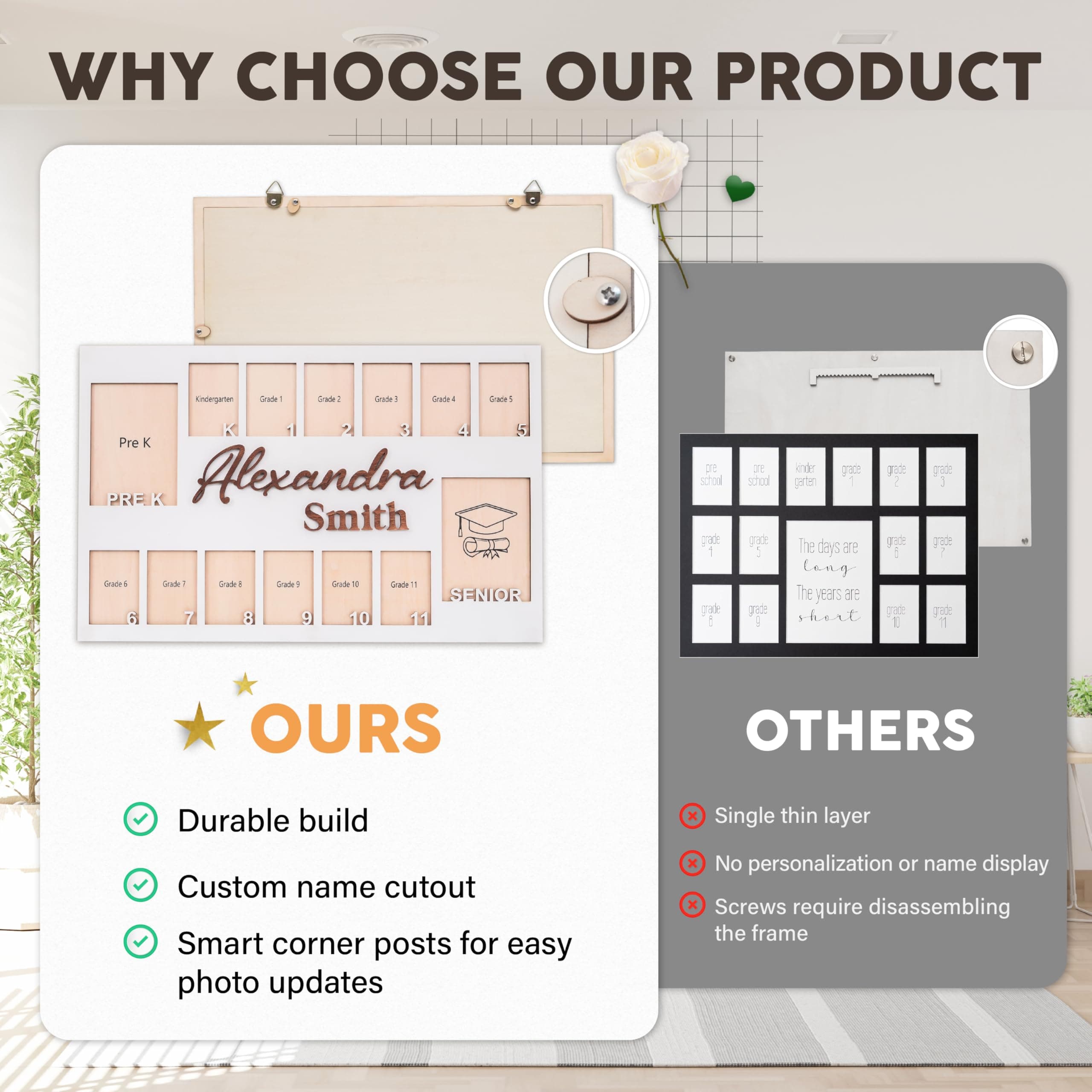 School Picture Frame Pre-K to 12 - Kindergarten to 12th Grade Memory Frame, K-12 - Thumbnail 4