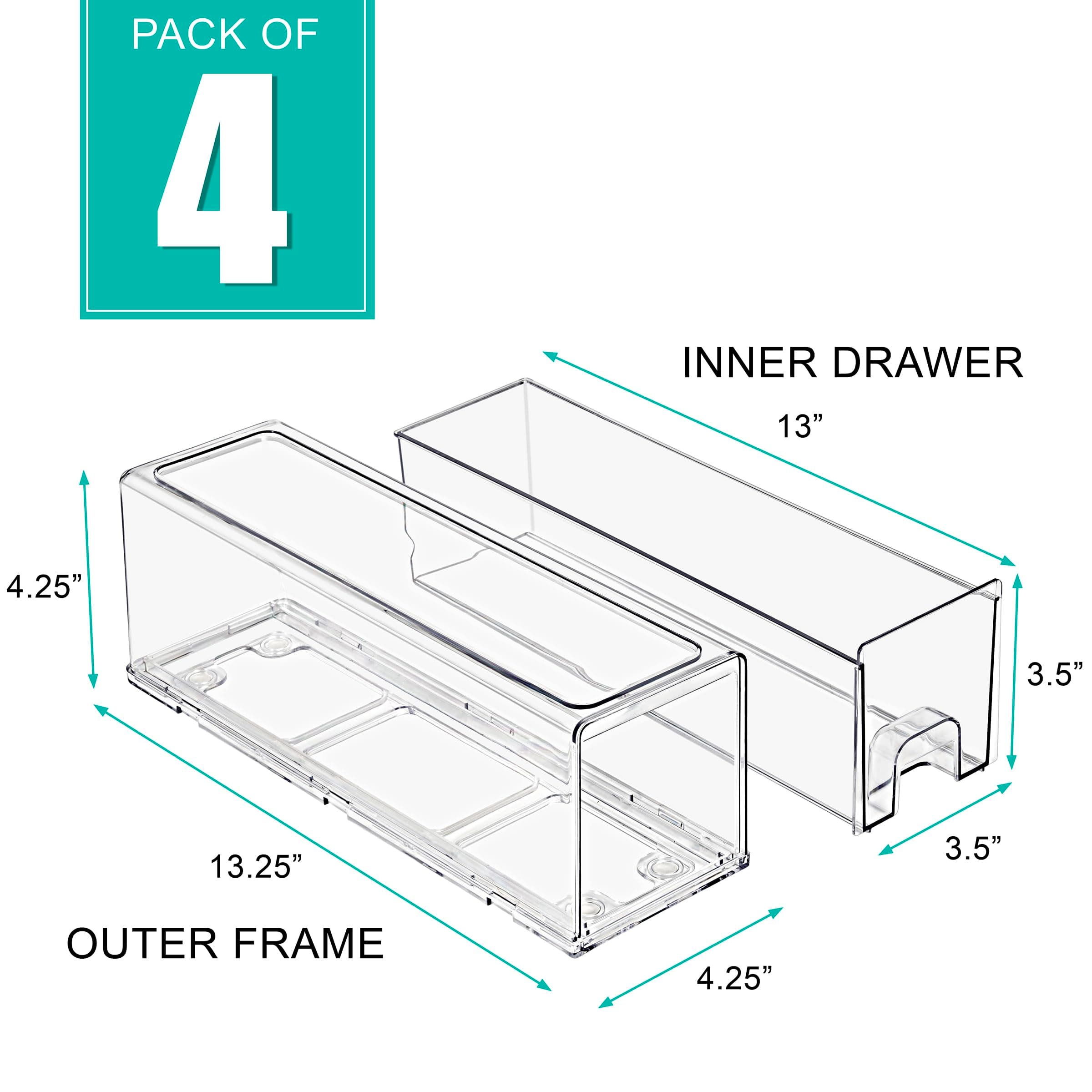 Sorbus Small Clear Stackable Storage Drawers, Plastic Storage Drawers with Handl - Thumbnail 2