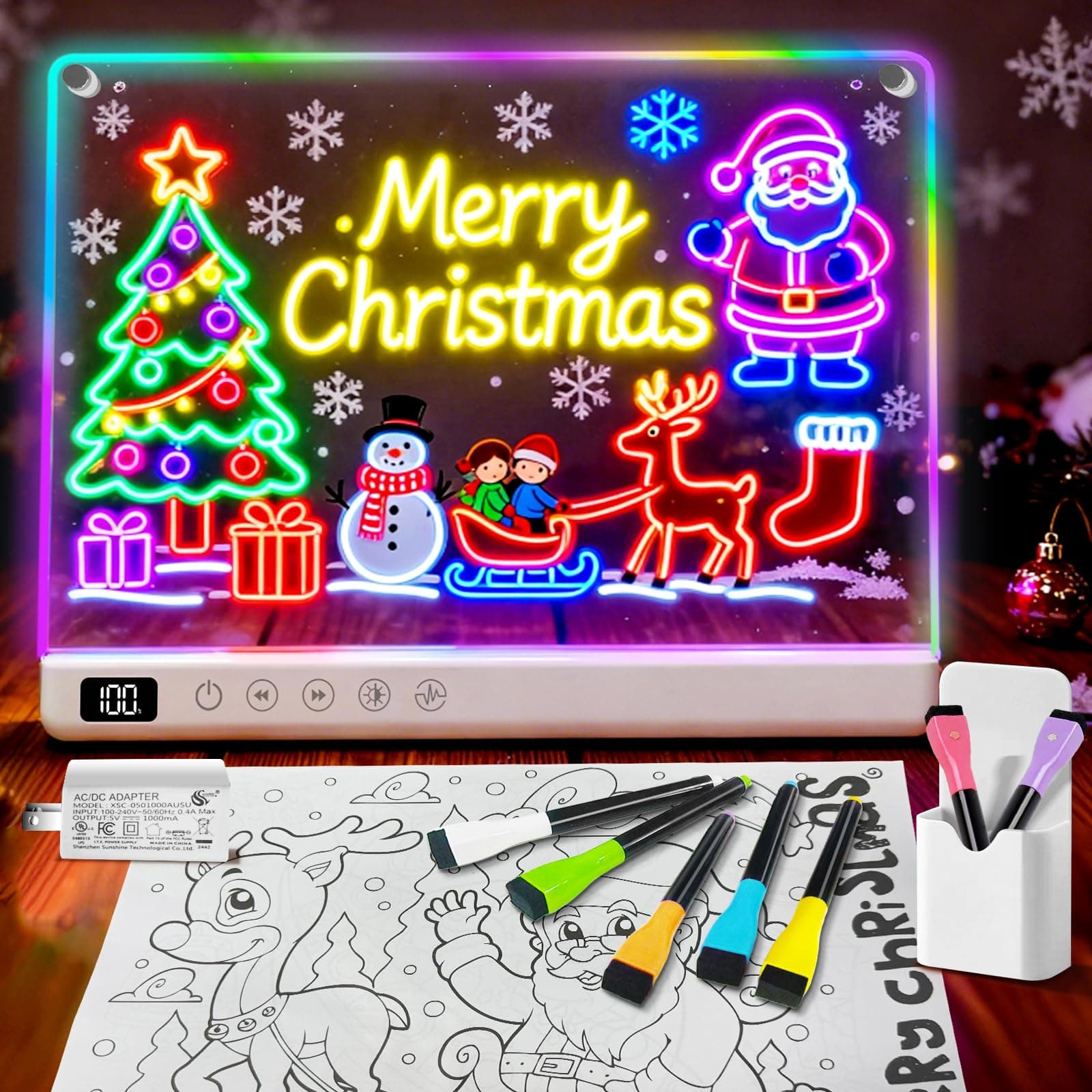 Lumiboard Led Drawing Board with 13 Light Effects, 13.7"x10" Rechargeable Glow D - Thumbnail 9